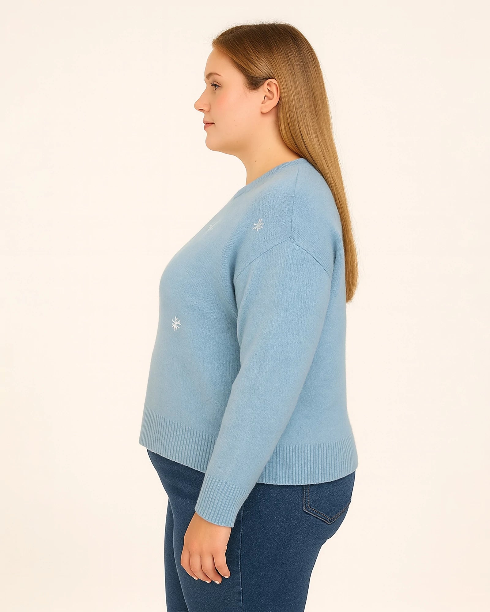 Blue $|& Dreamers Crewneck Snowflake Sweater - Hanger Front