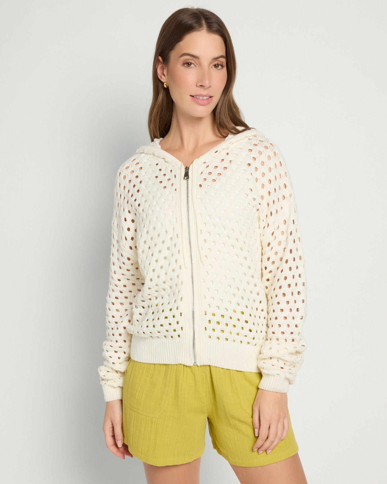 Off White $|& Elan Full Zip Sweater Cardigan - SOF Front