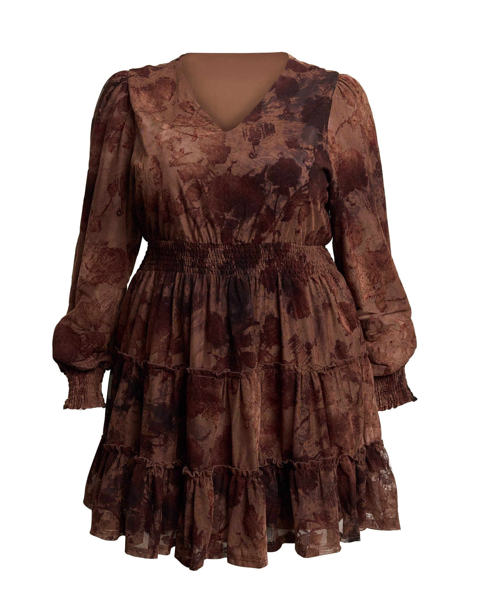Red/Rose $|& Mika Rose Maxi Velvet Floral Holiday Dress - Hanger Detail