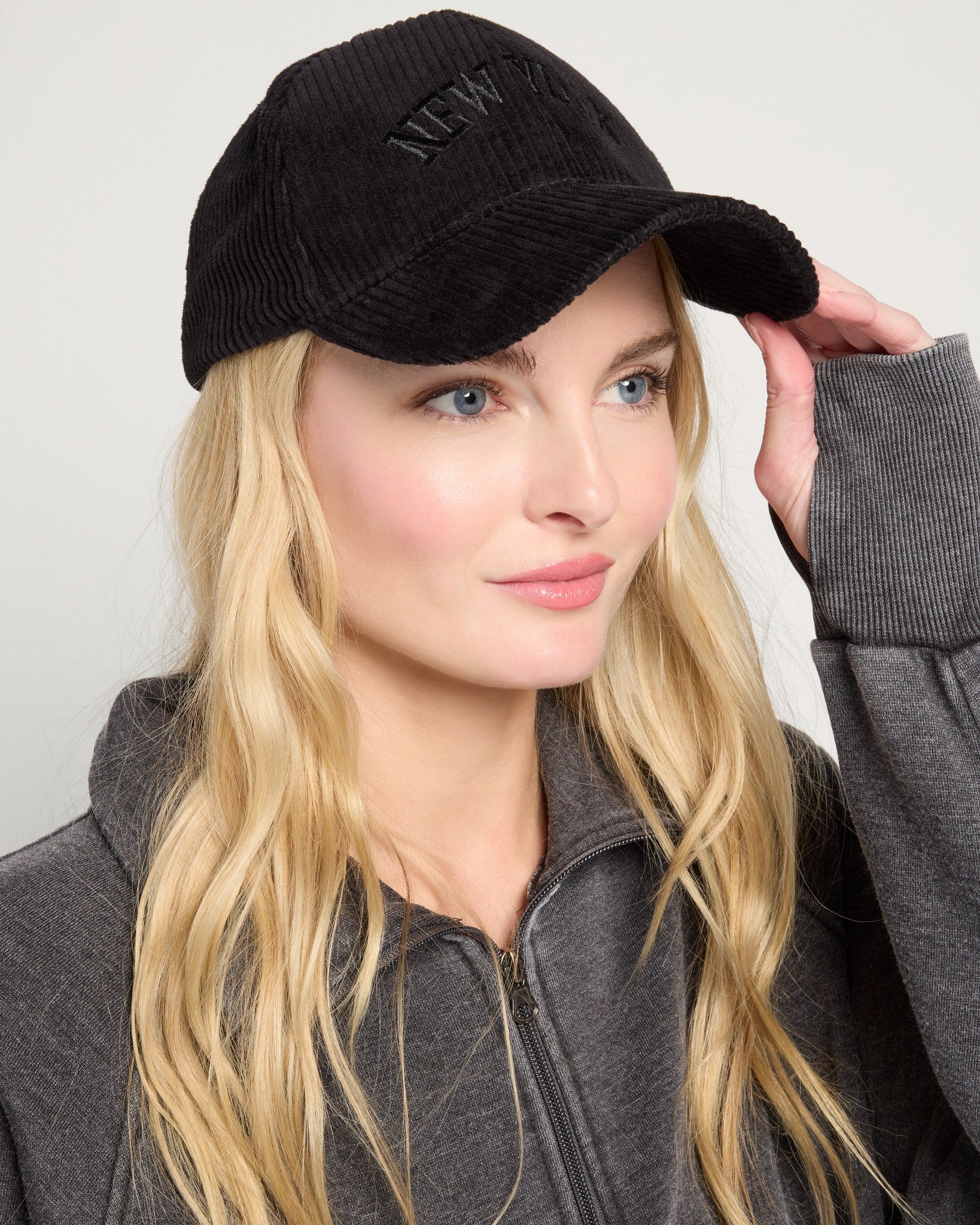 Black $|& David & Young New York Corduroy Baseball Cap - SOF Front