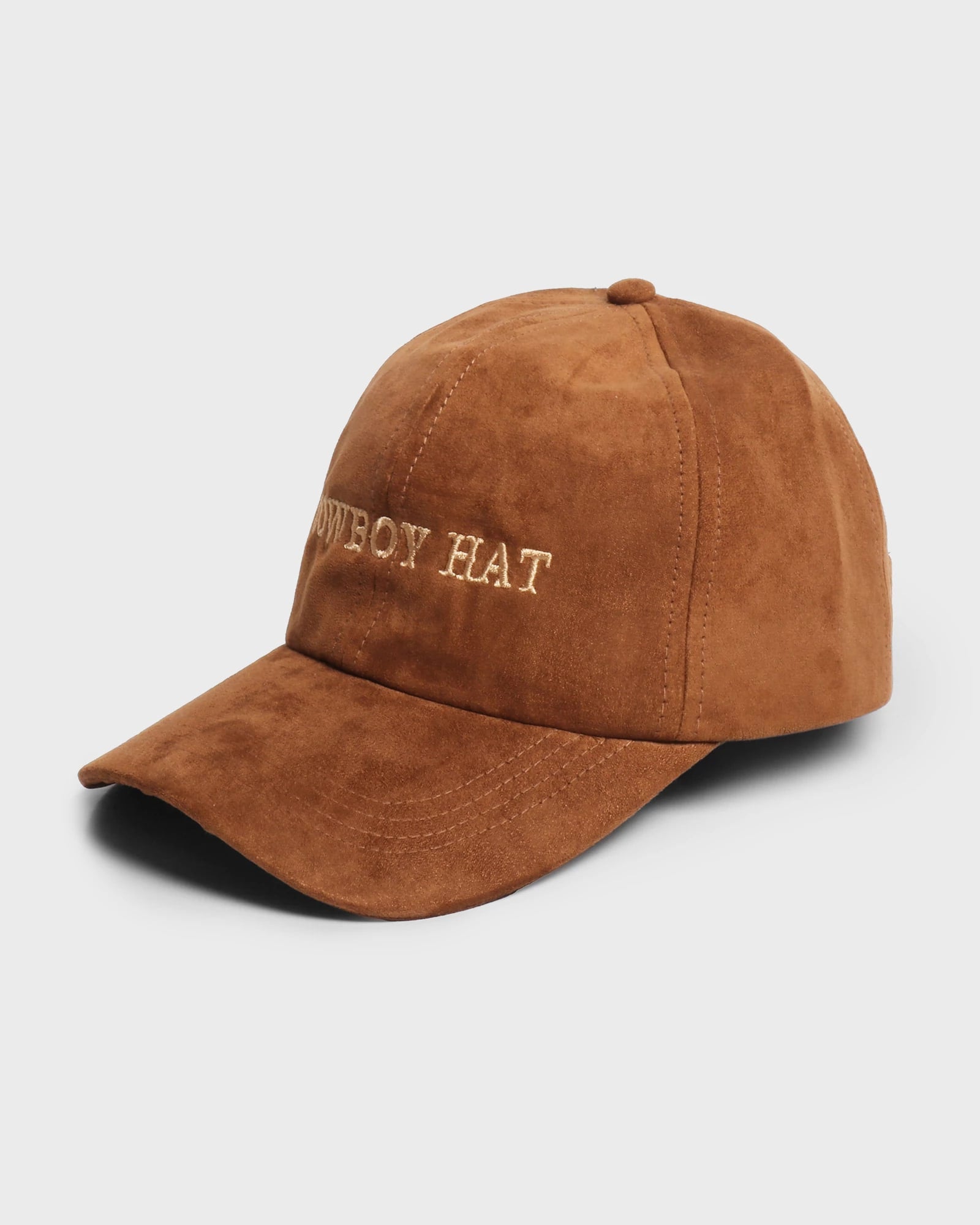 Cognac $|& David & Young Cowboy Hat Embroidered Suede Baseball Cap - Hanger Front
