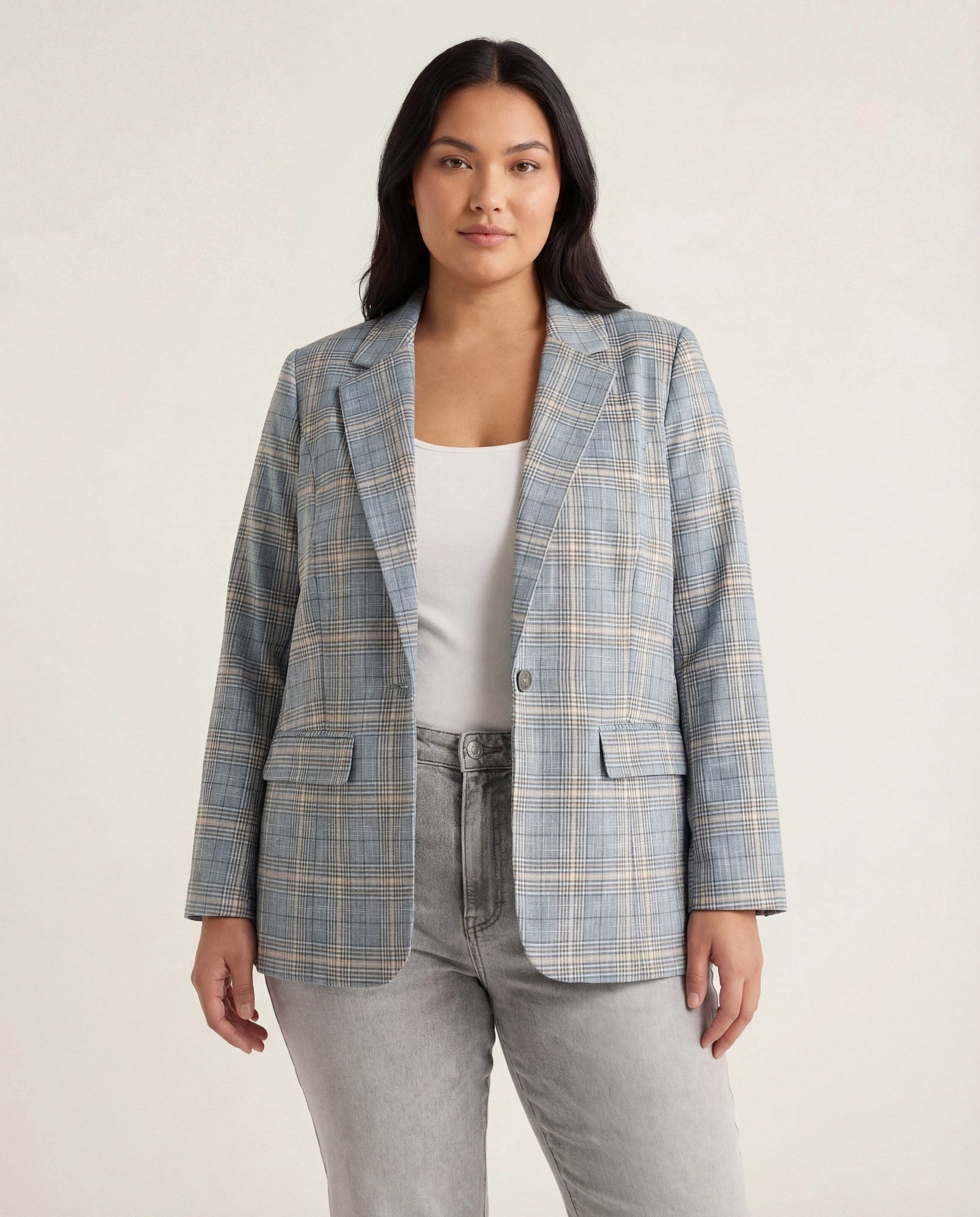 Shadow Blue $|& Liverpool Boyfriend Blazer with Princess Darts - VOF Detail