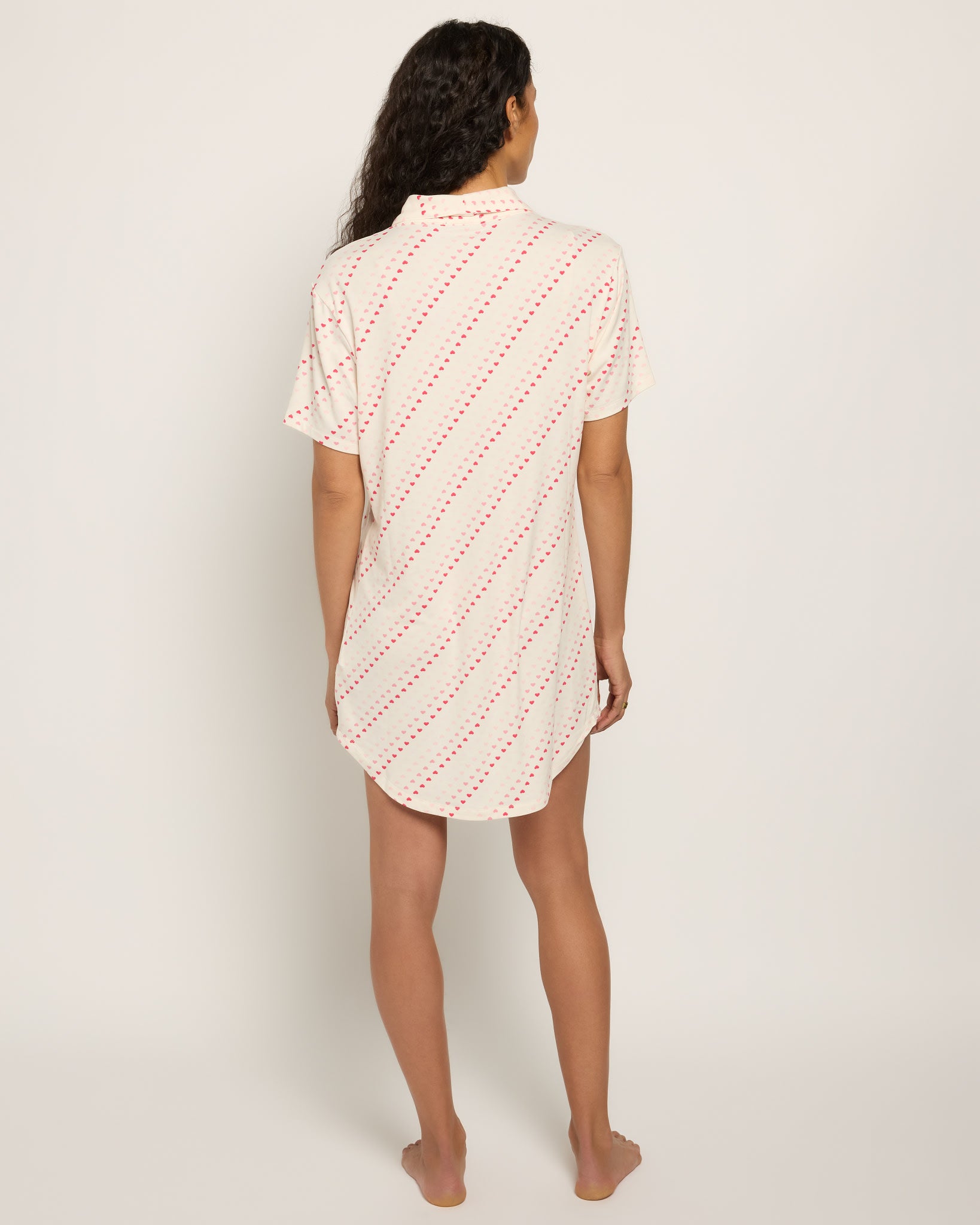White Heart Stripe $|& Tart Intimates/Lemon Tart Nelly Notch Printed Sleep Shirt - SOF Back