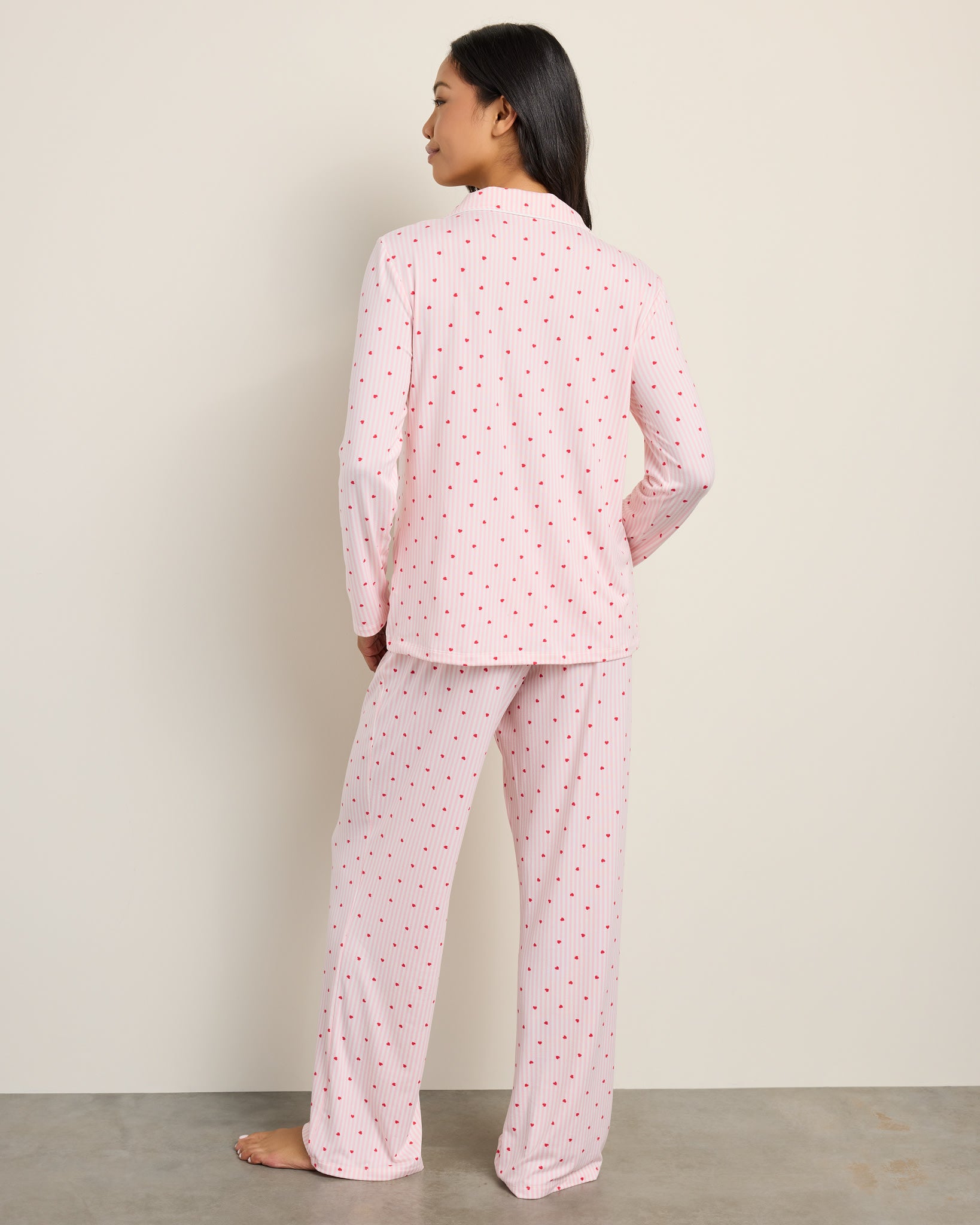 Pink Dot Hearts on Stripes $|& Tart Intimates Taryn Printed PJ Pant Set - SOF Back