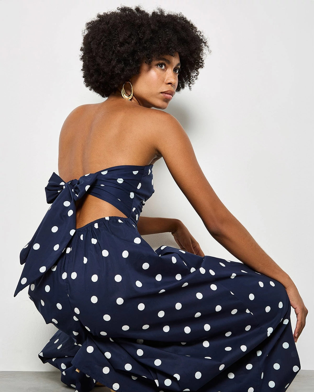 Navy $|& Apricot Bardo Polka Dot Jumpsuit - Hanger Back