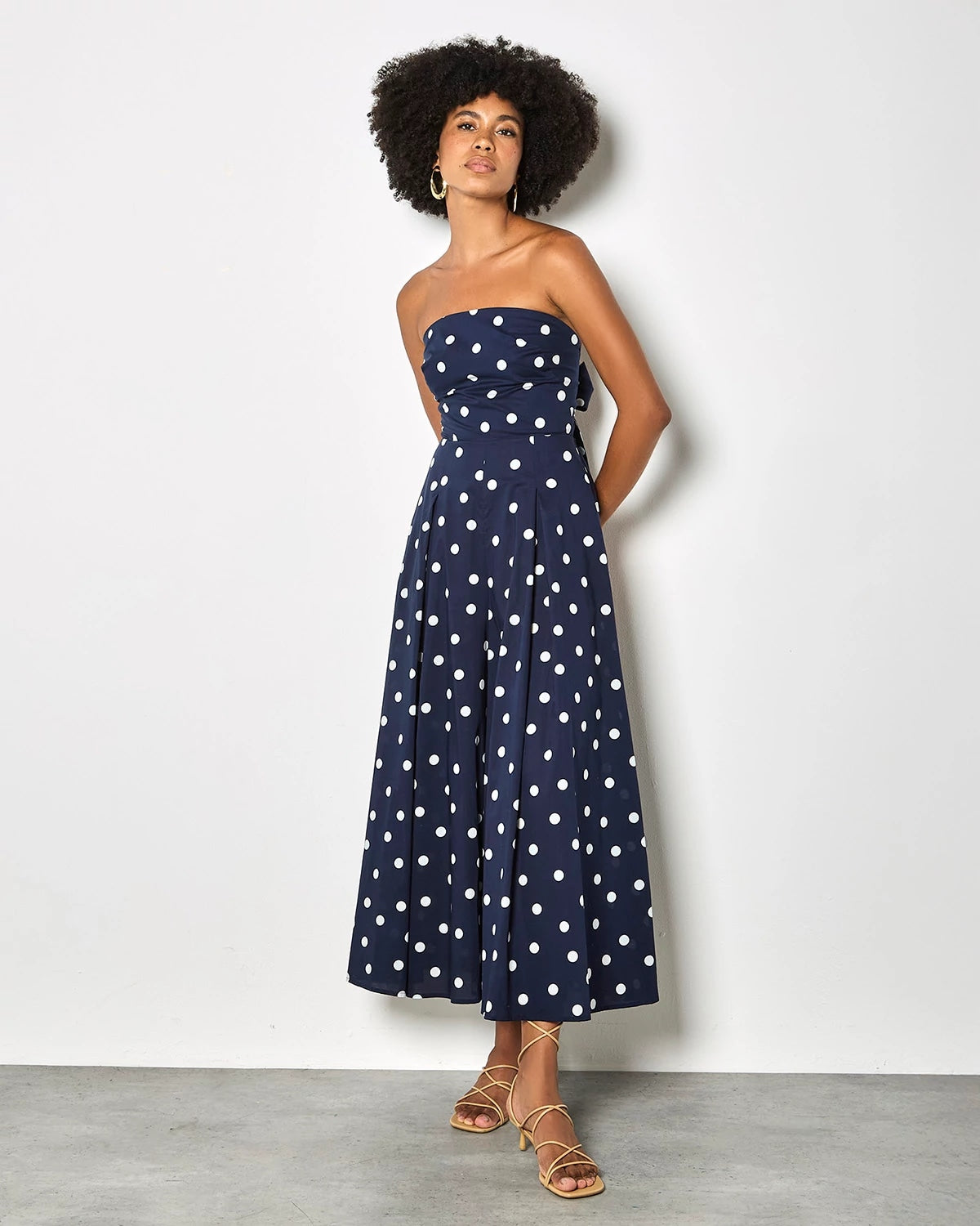Navy $|& Apricot Bardo Polka Dot Jumpsuit - VOF Detail