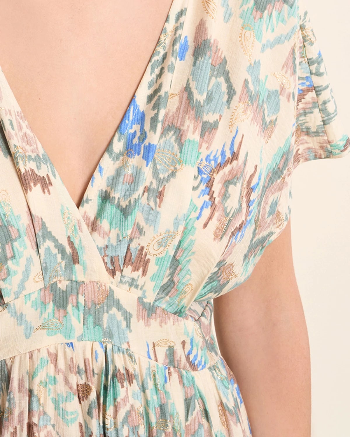 Off White Valentine $|& Molly Bracken Printed Open Back Wrap Dress - Hanger Back