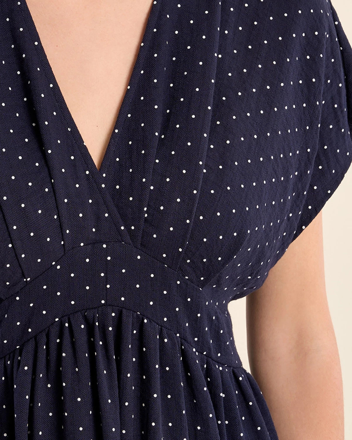 Navy Blue $|& Molly Bracken Short Sleeve Polka Dot Wrap Dress - Hanger Back