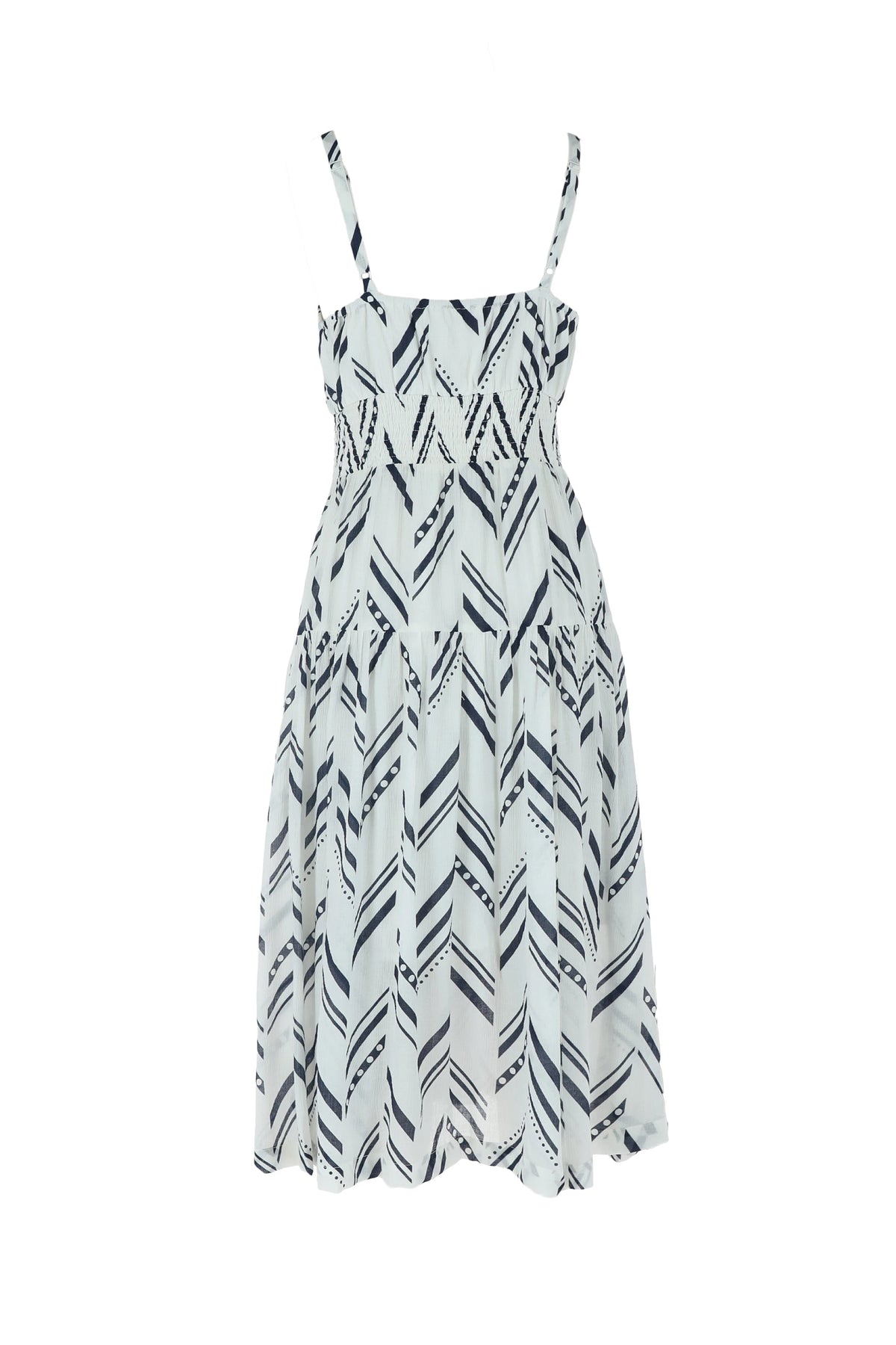 White-Navy $|& Skies Are Blue Print Midi Dress - Hanger Side