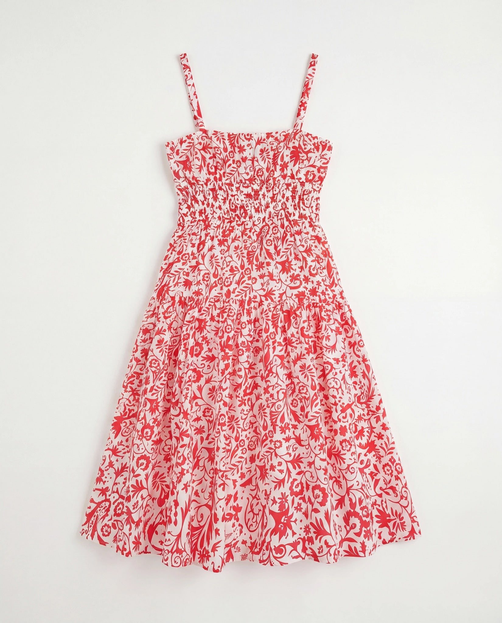 White Red $|& Skies Are Blue Print Knee Length Dress - Hanger Side