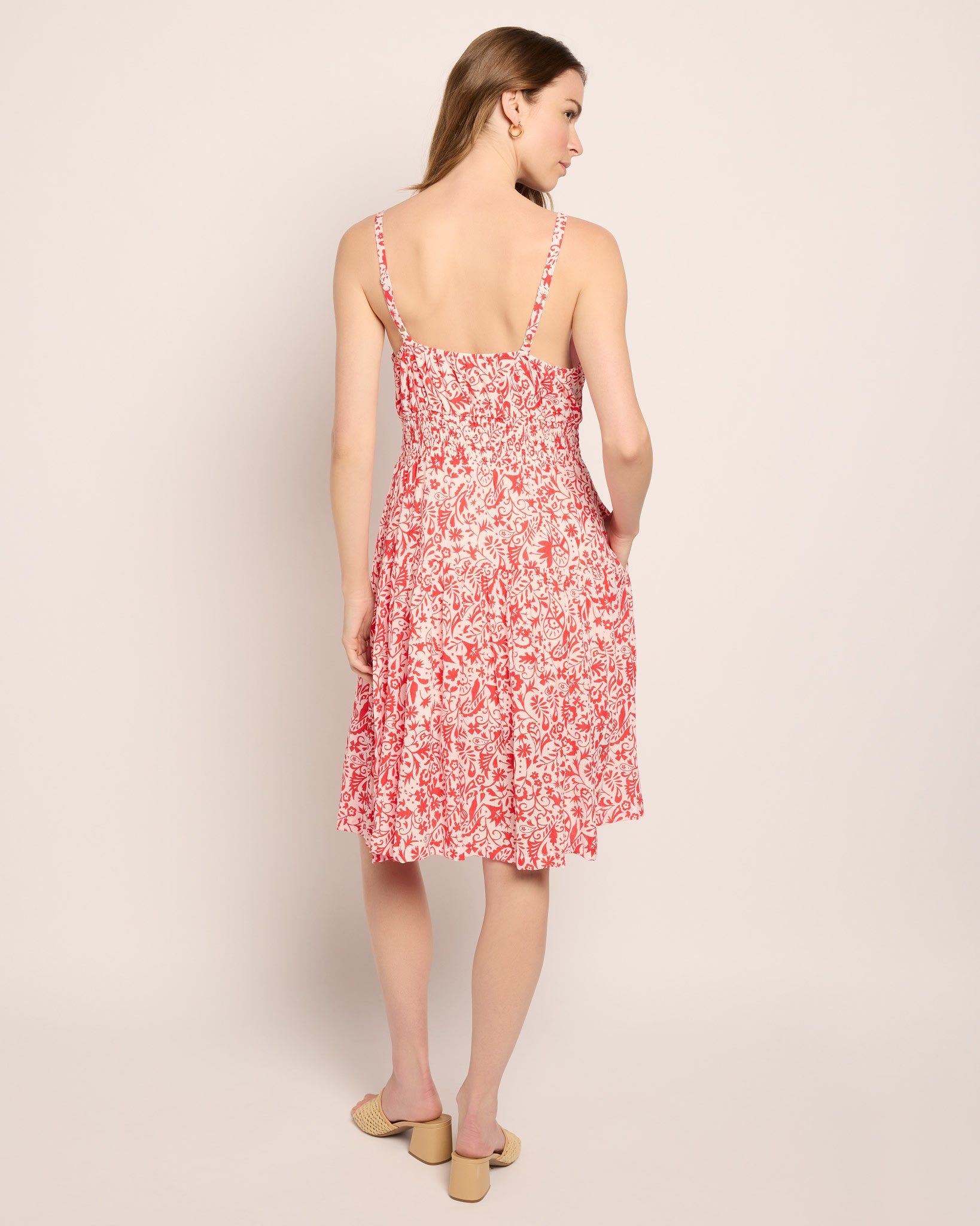 White Red $|& Skies Are Blue Print Knee Length Dress - SOF Back