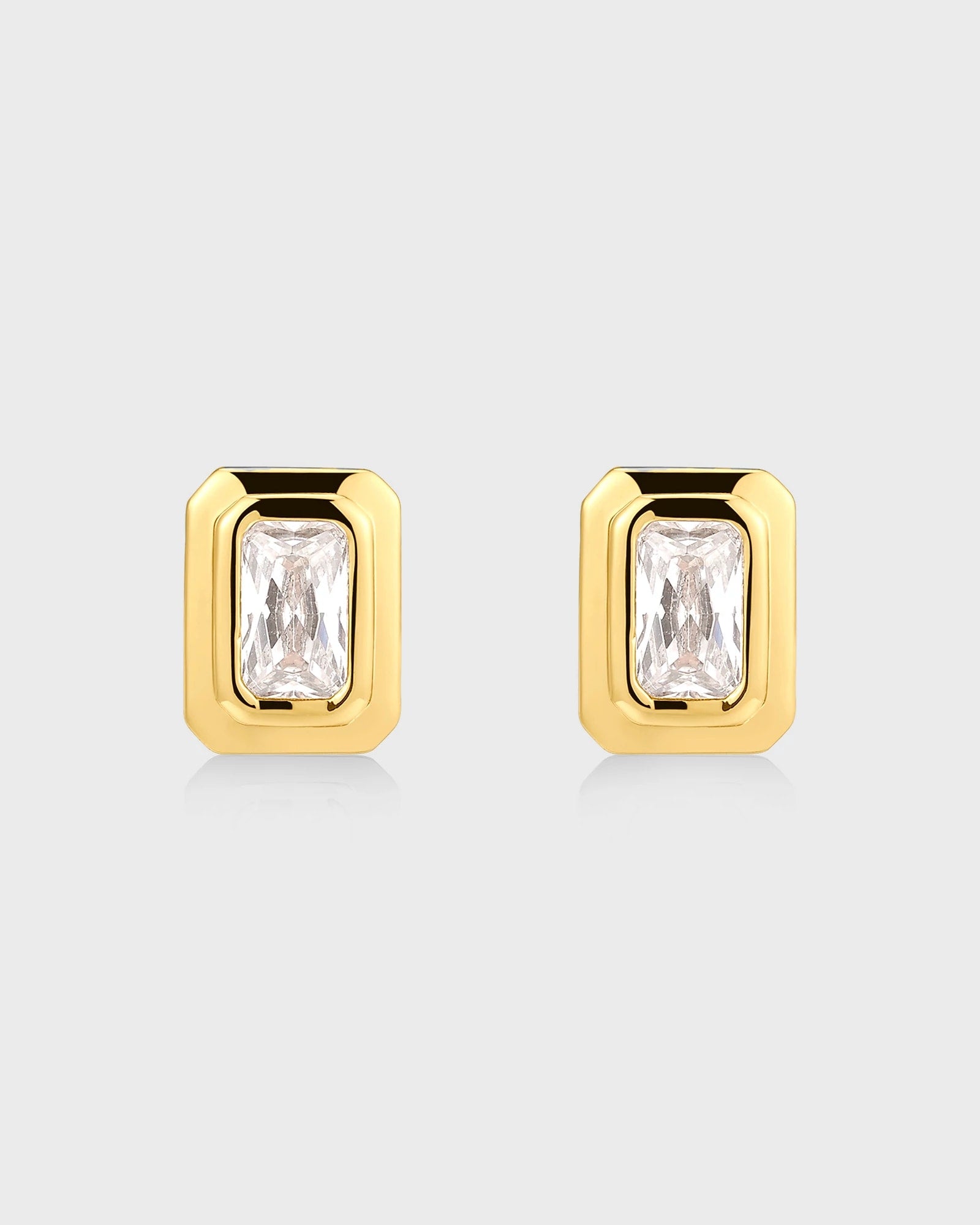 Gold $|& Luv AJ The Emerald Bezel Studs - VOF Detail