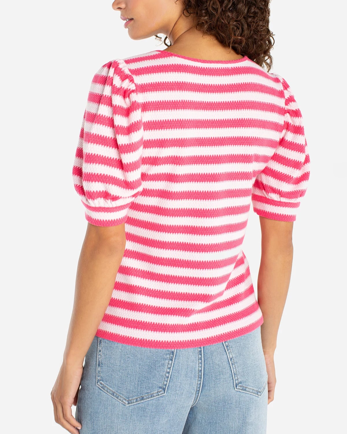 Pink Multi Stripe $|& Liverpool Scoop Neck Stripe Knit Top - Hanger Side