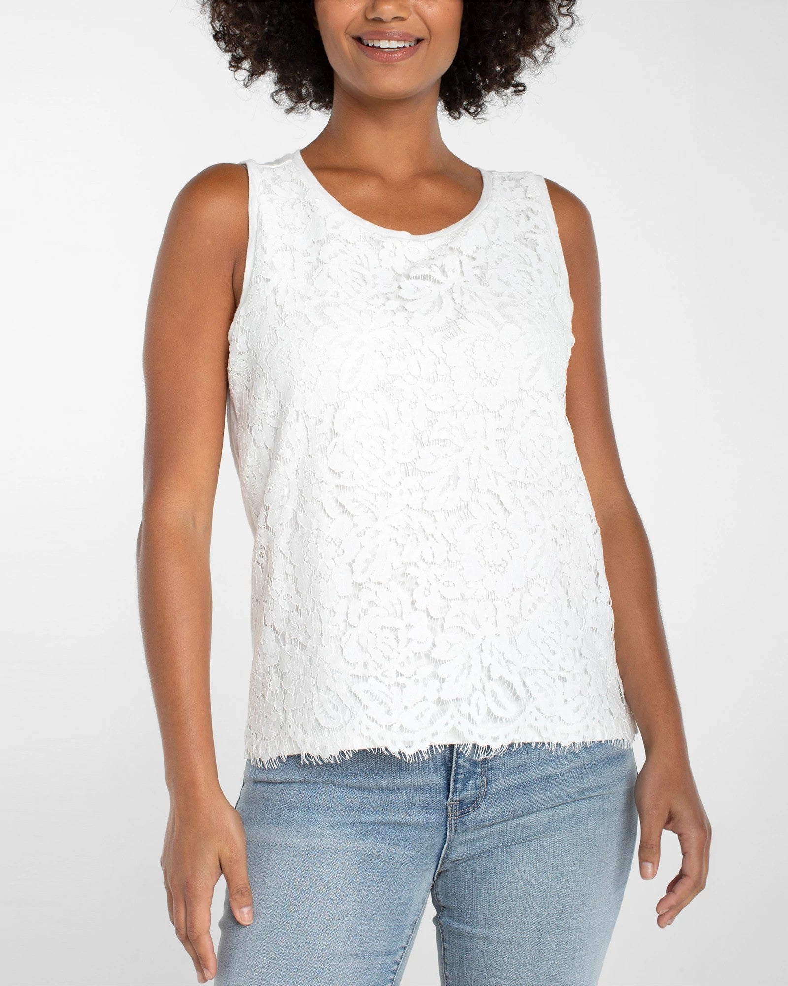 Whipped Cream $|& Liverpool Lace-To-Knit Sleeveless Top - VOF Detail