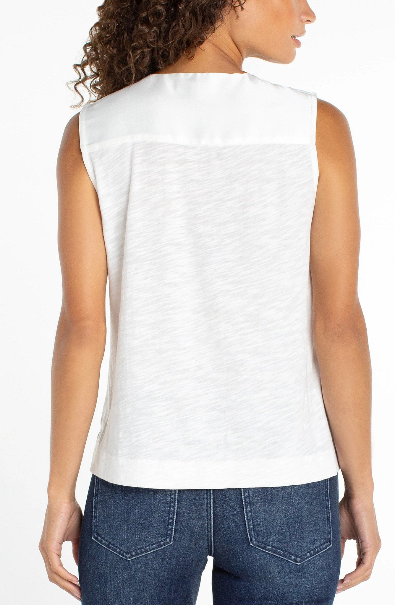 Whipped Cream $|& Liverpool Sleeveless V-Neck Knit Back Top - Hanger Side