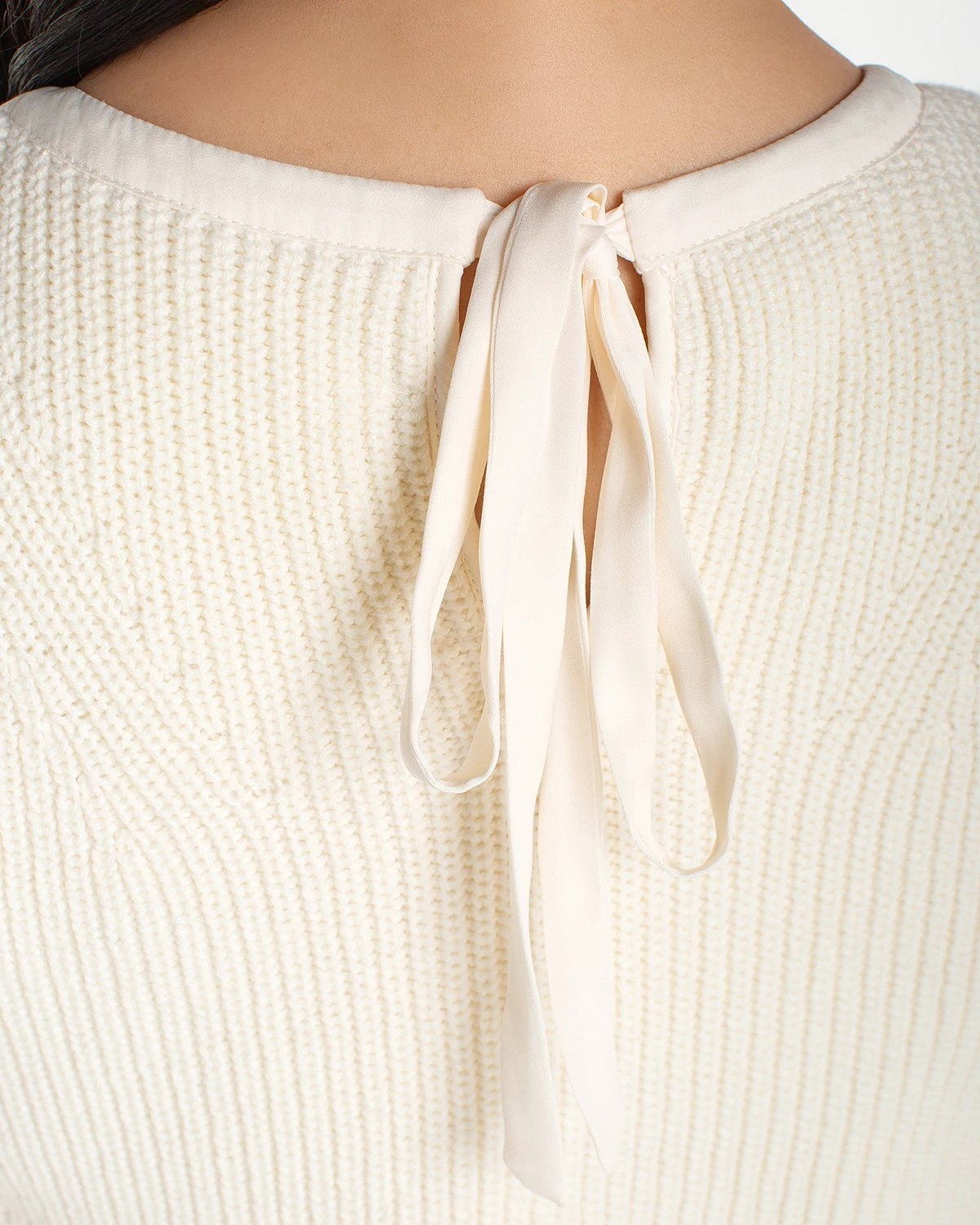Cream $|& Liverpool Sleeveless Crew Neck Tie Back Sweater Dress - Hanger Back