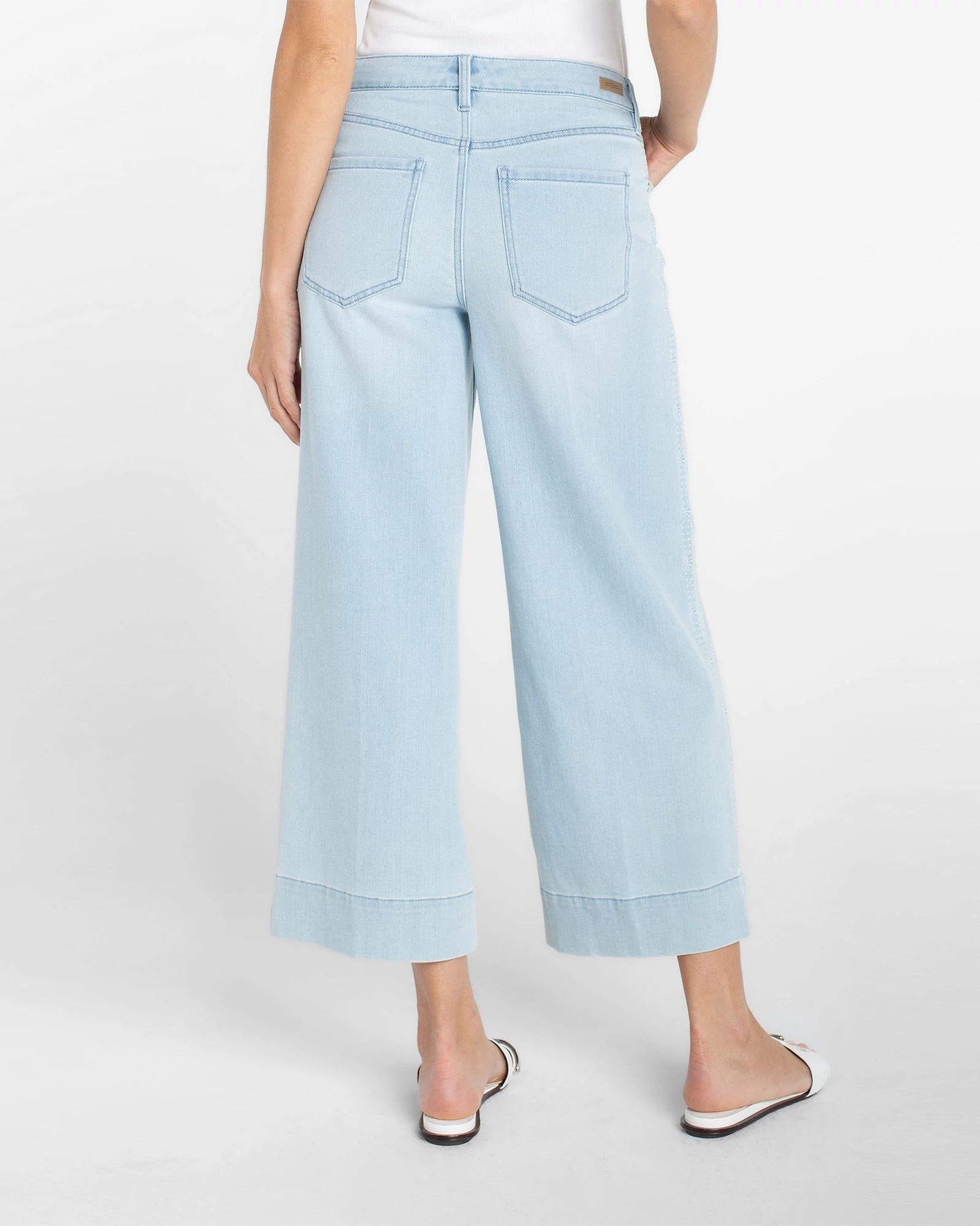 Marine Flowers $|& Liverpool Stride Wide Leg Crop With Side Seam - Hanger Side