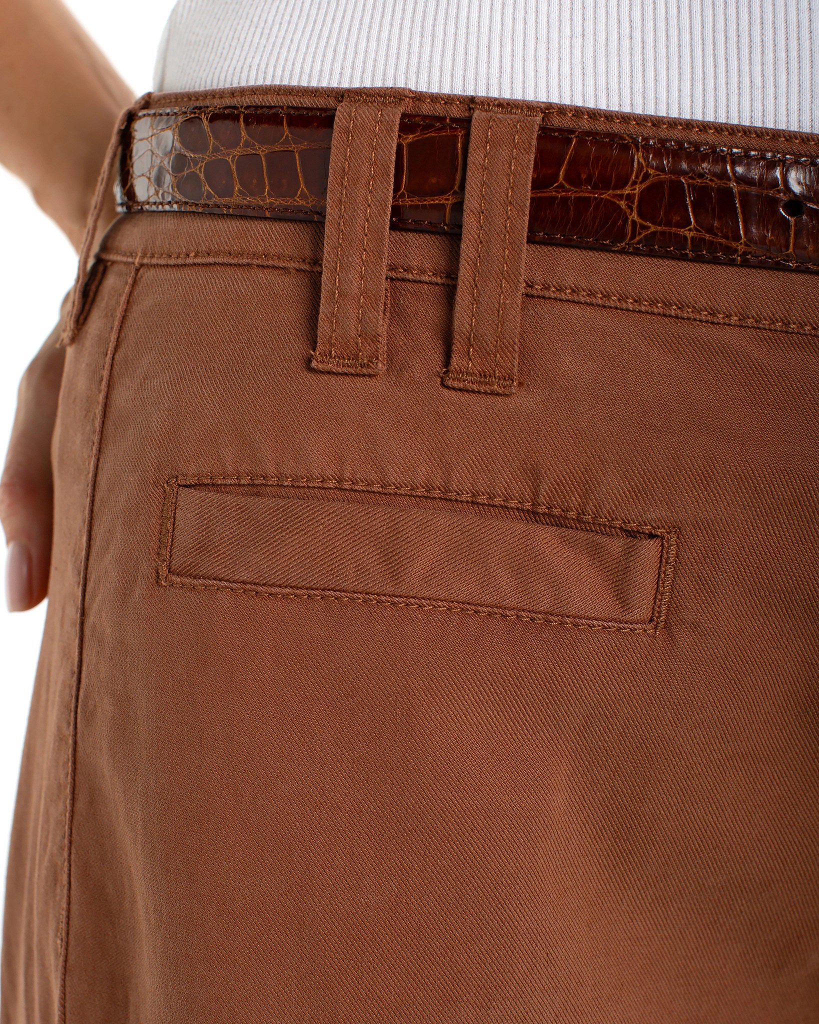 Mocha Brown $|& Liverpool High Rise Linen-Blend Crop Wide Leg - Hanger Back