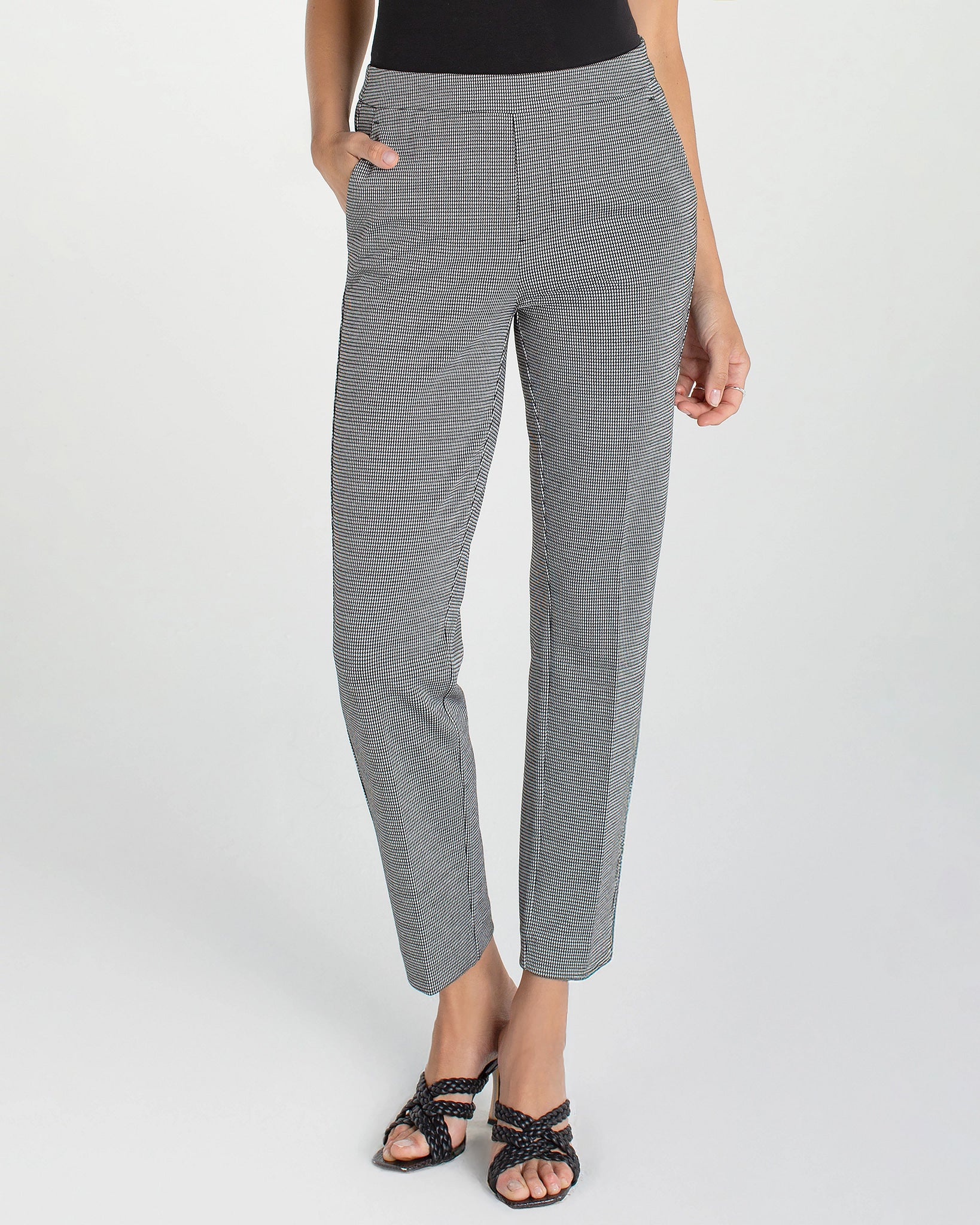 Black/White Mini Check $|& Liverpool Kayla Pull-On Trouser - VOF Detail