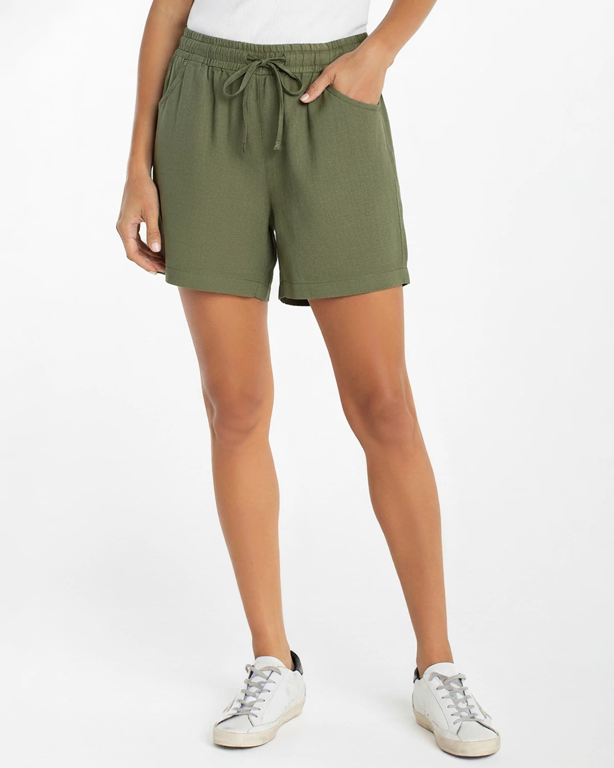 Martini Olive $|& Liverpool Tie Waist Short - VOF Detail