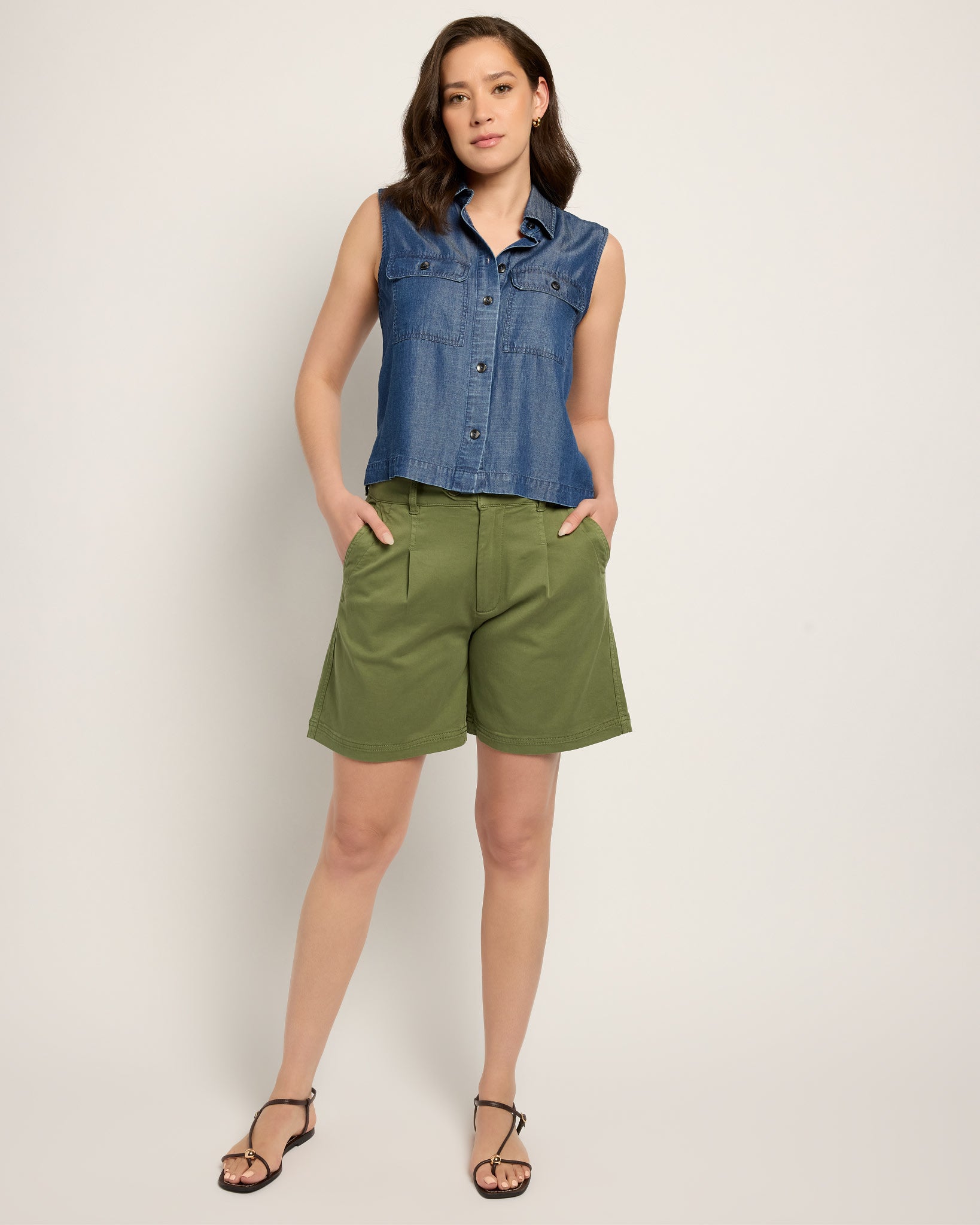 Laurel Grove $|& Liverpool Pleated Mid Length Trouser Short - UGC On Fig