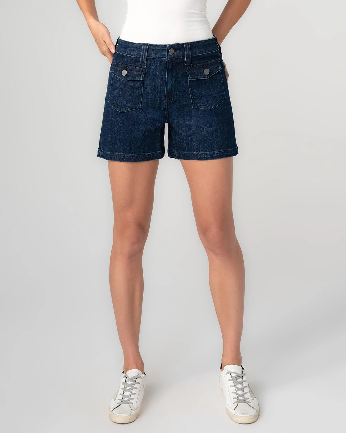 Delacey $|& Liverpool Denim Short With Front Flap Pockets - VOF Detail