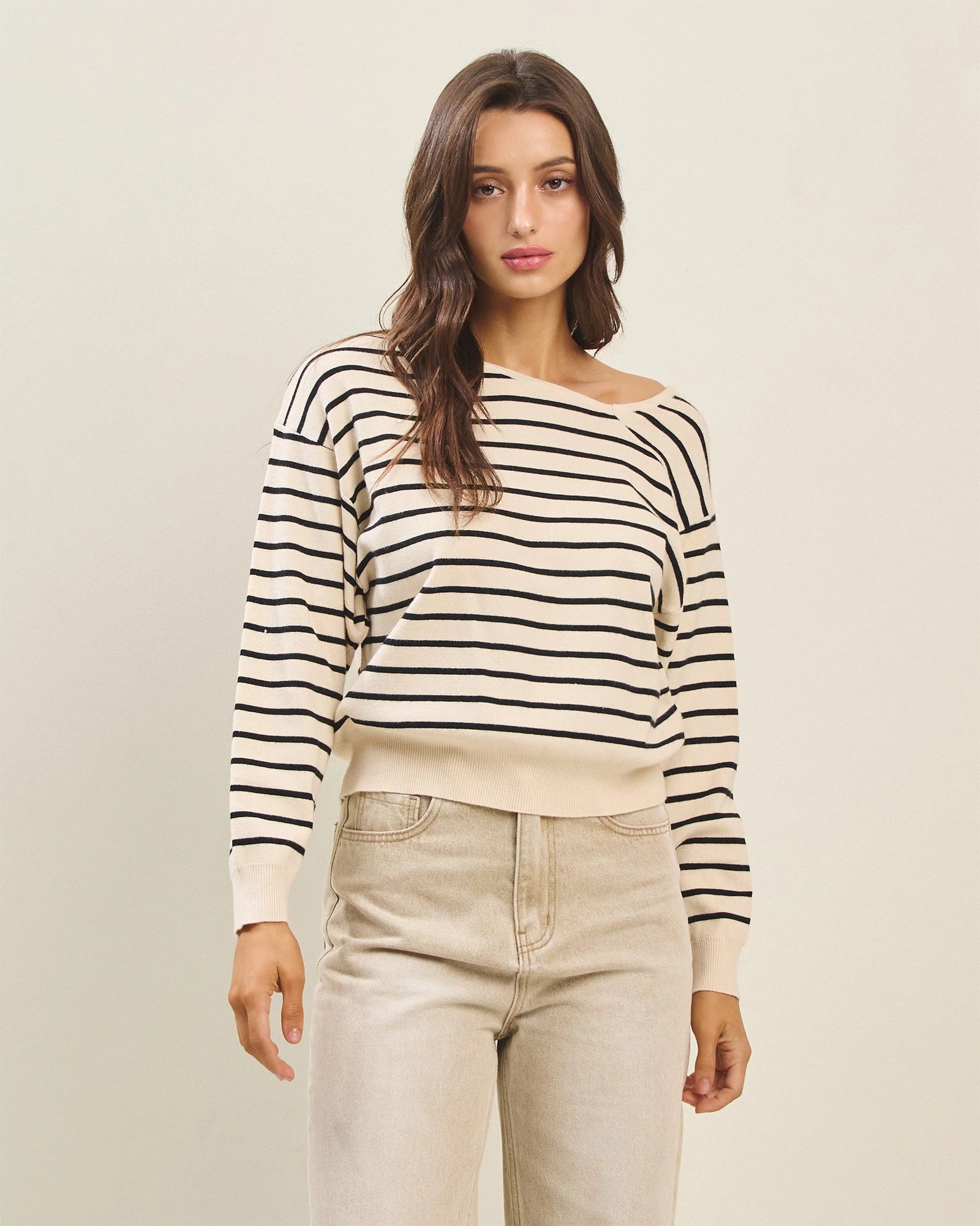 Cream Black $|& ABLE Stripe Sweater Pullover - VOF Detail