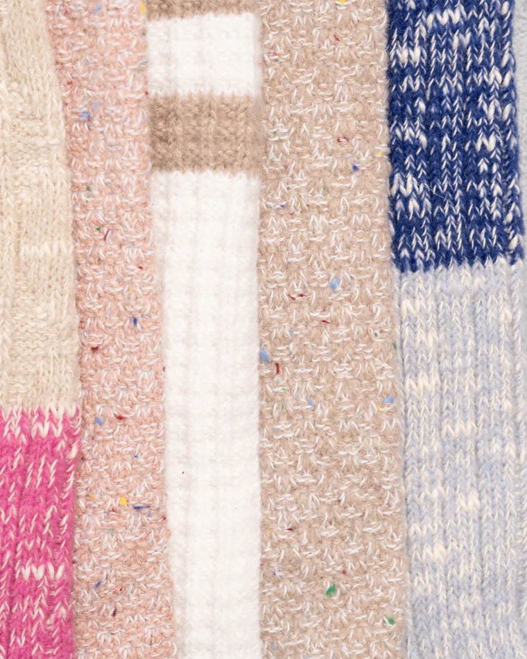 Blue/Pink $|& MUK LUKS 6 Pack Microfiber Boot Socks - Hanger Back