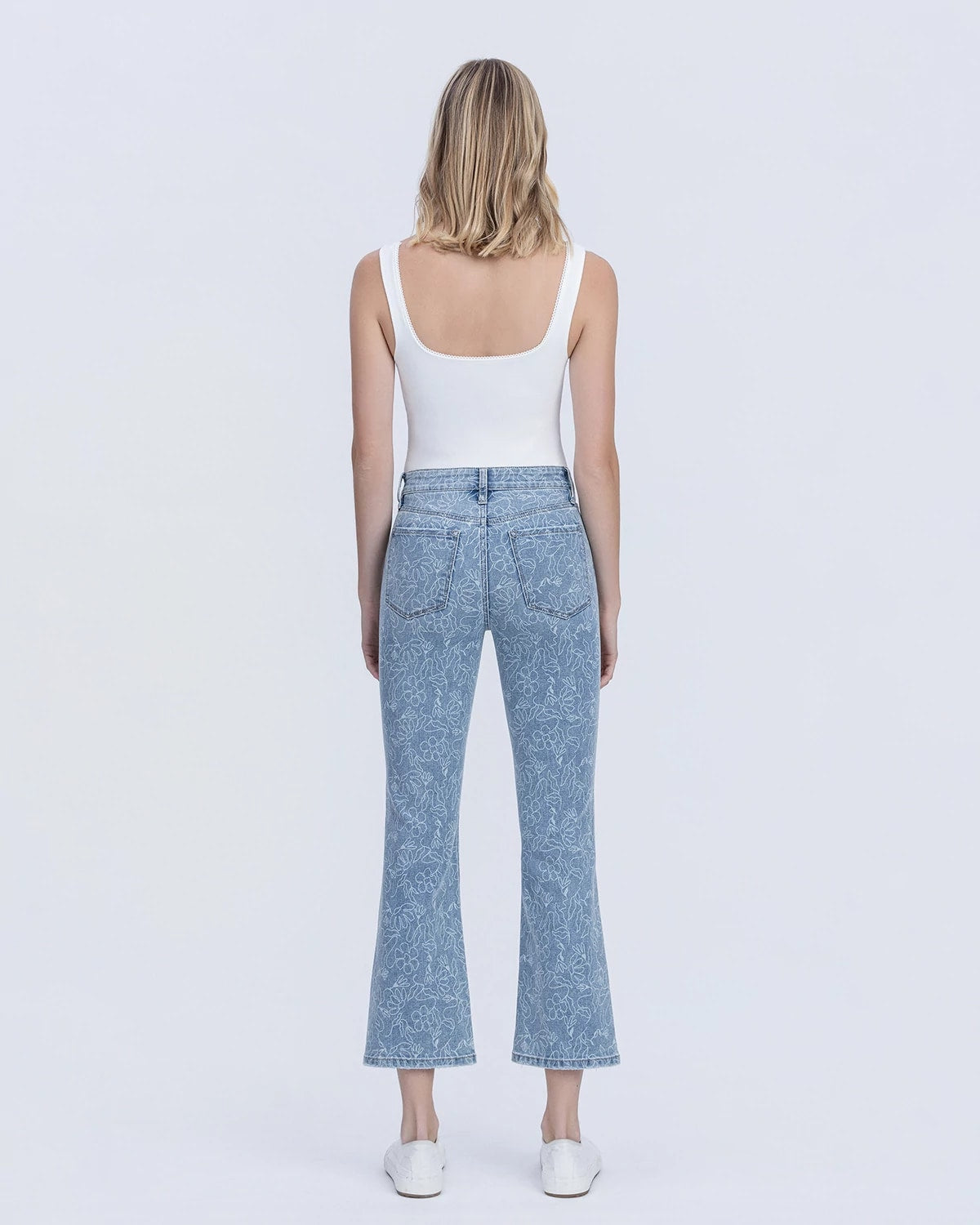 Floral Print $|& Vervet Mid Rise Cropped Flare - Hanger Side