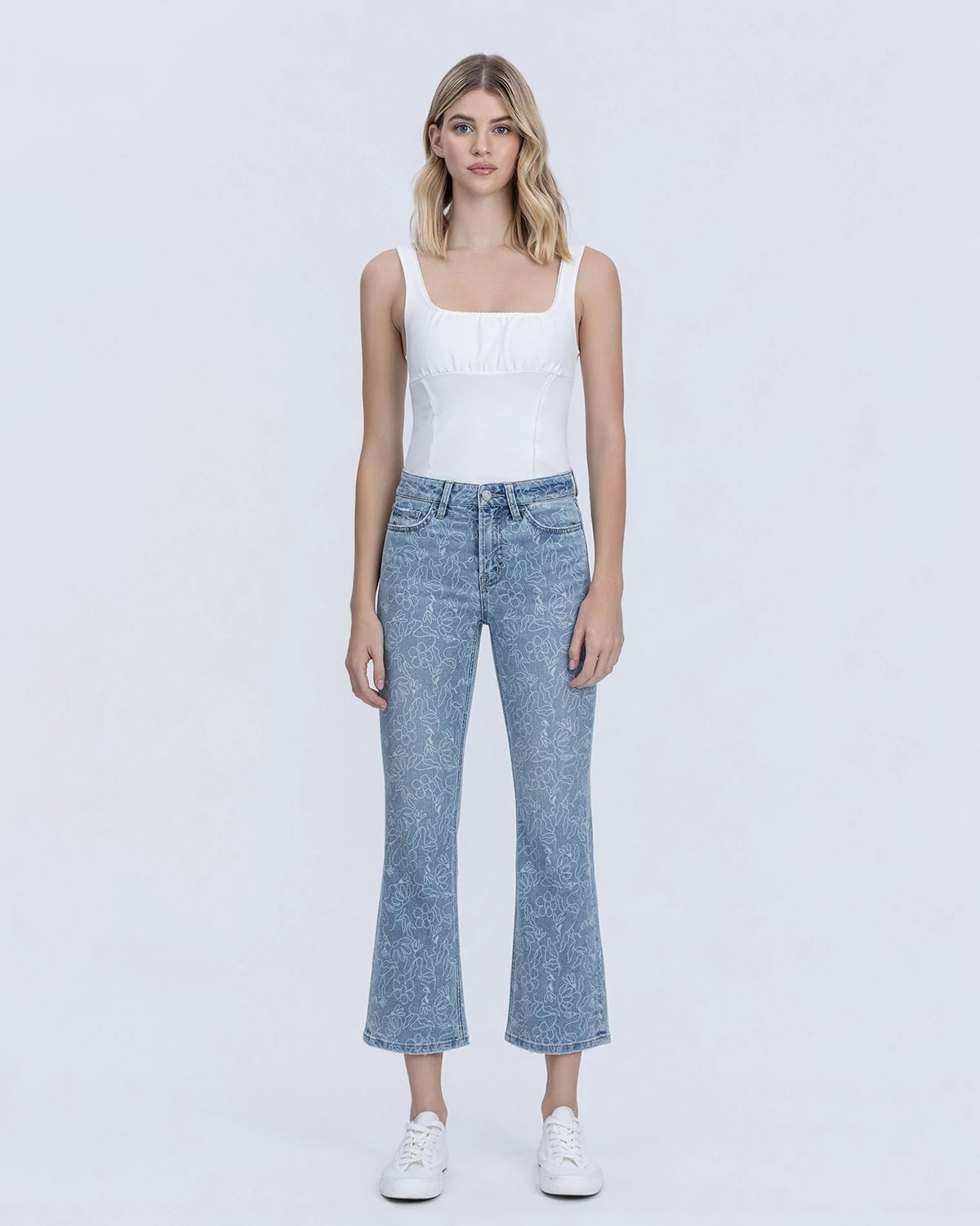 Floral Print $|& Vervet Mid Rise Cropped Flare - VOF Detail