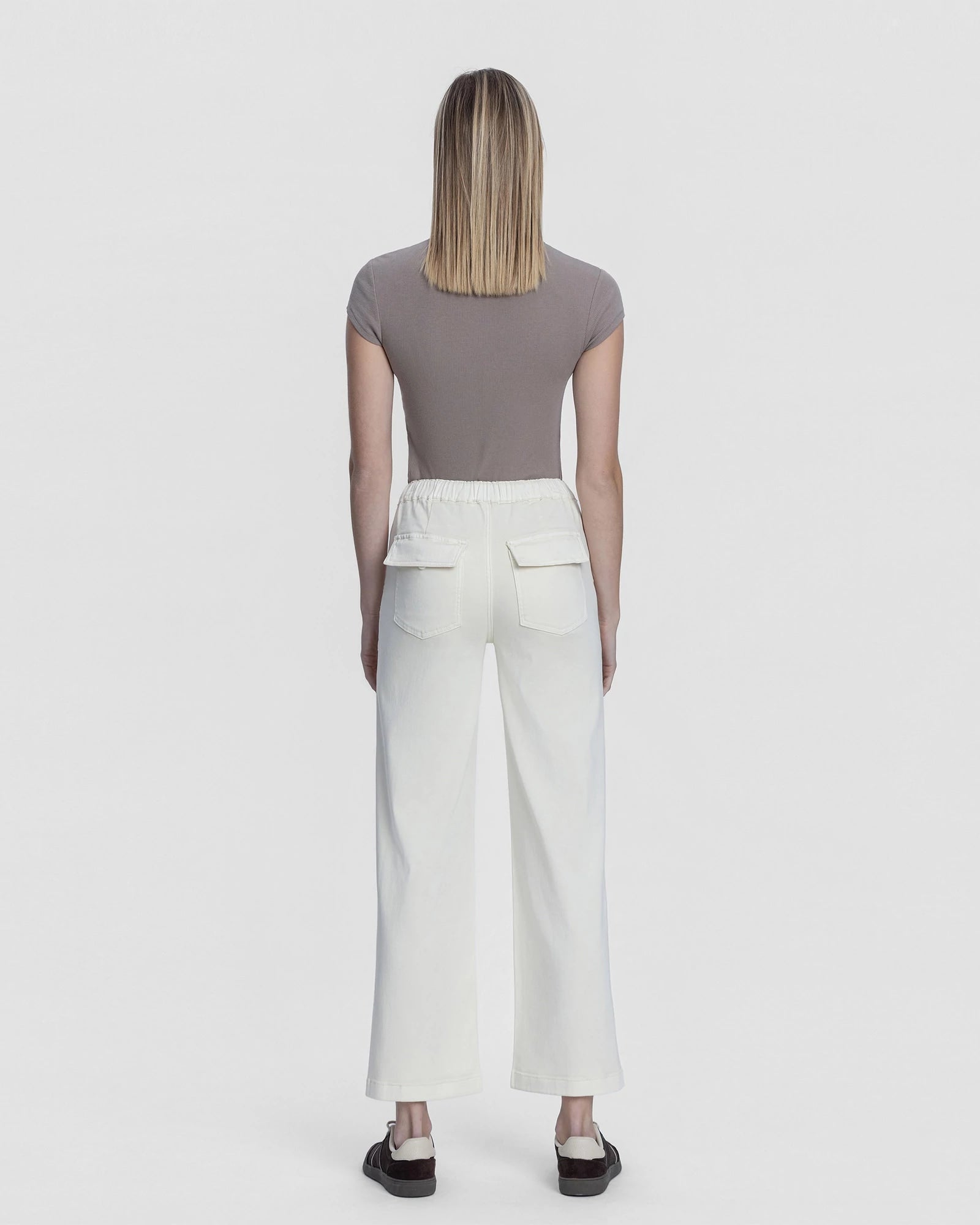 Ecru $|& Lovervet High Rise Wide Leg With Drawstring - Hanger Side