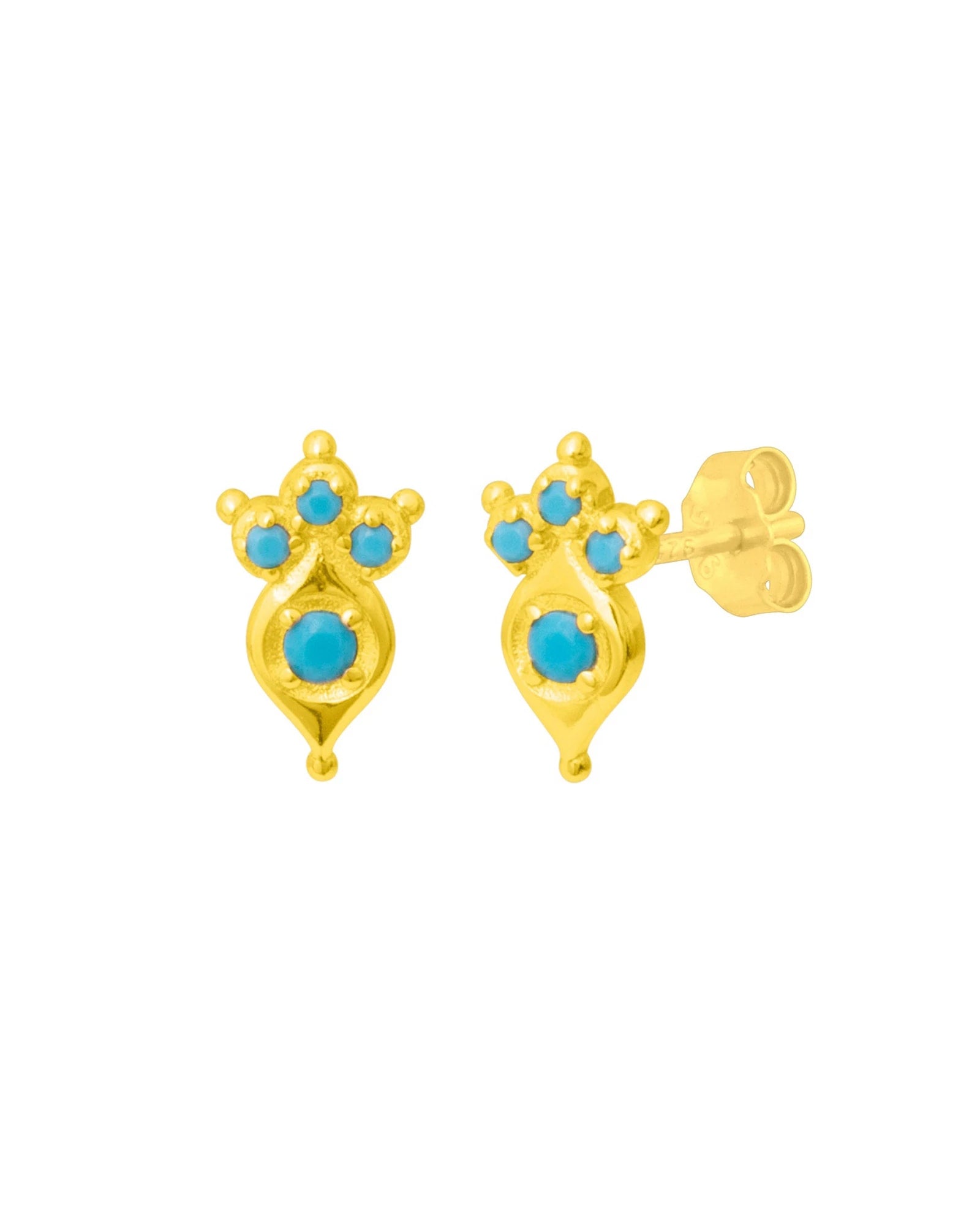Gold $|& fyb jewelry Grace Turquoise Studs - VOF Detail