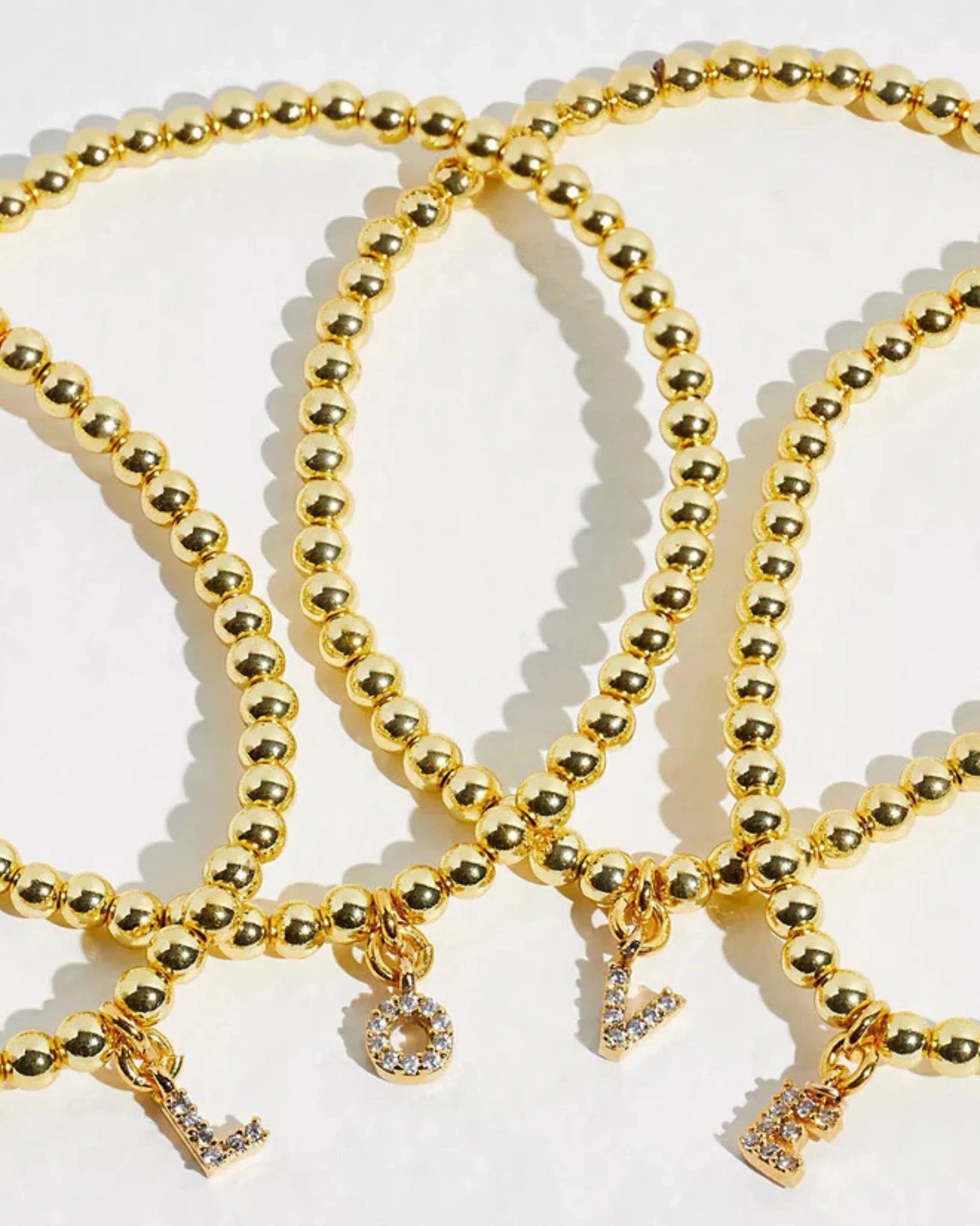 Gold/Clear $|& fyb jewelry Identity Initial Bracelet - Hanger Back