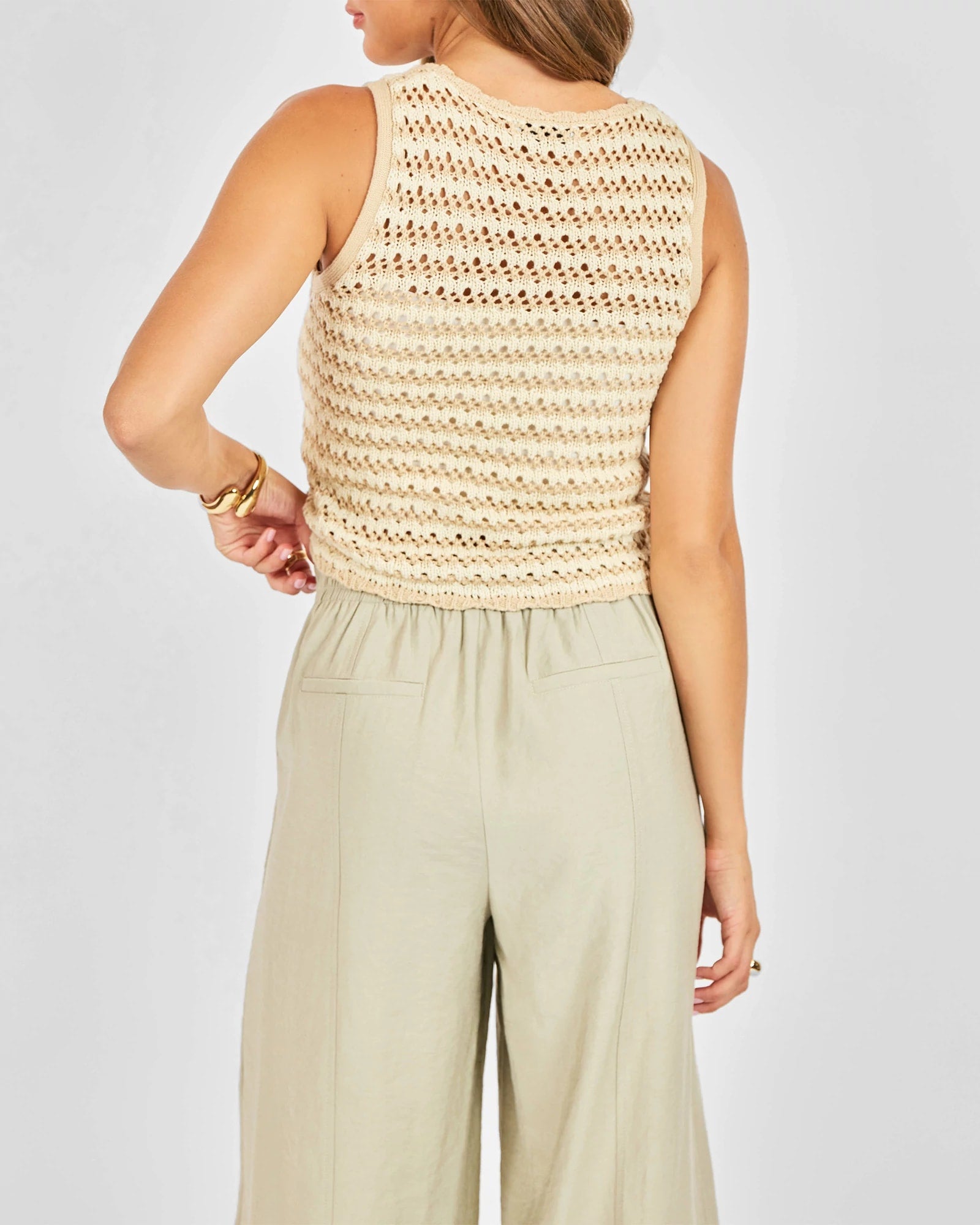 Taupe Ivory $|& Sadie & Sage Isabella Sweater Tank - Hanger Side