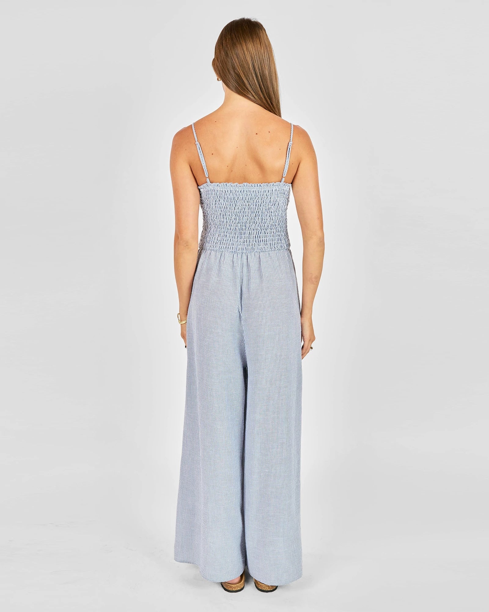 Blue $|& Sadie & Sage Garden Sun Smocked Jumpsuit - Hanger Side