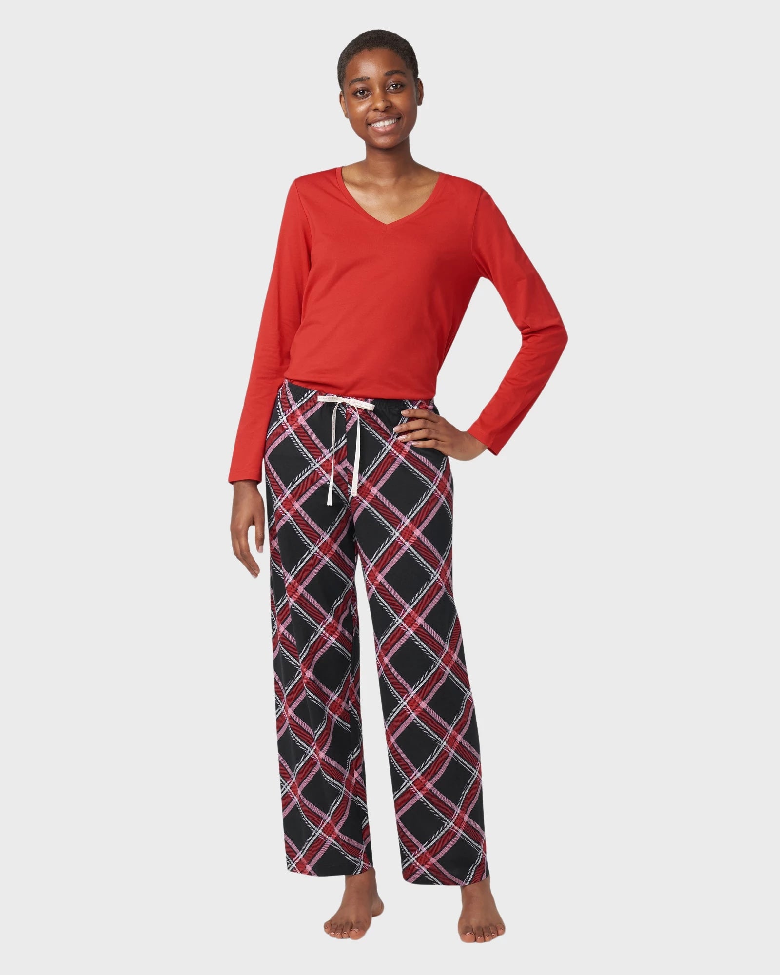Black $|& HUE Perfect Plaid PJ Pant - VOF Detail
