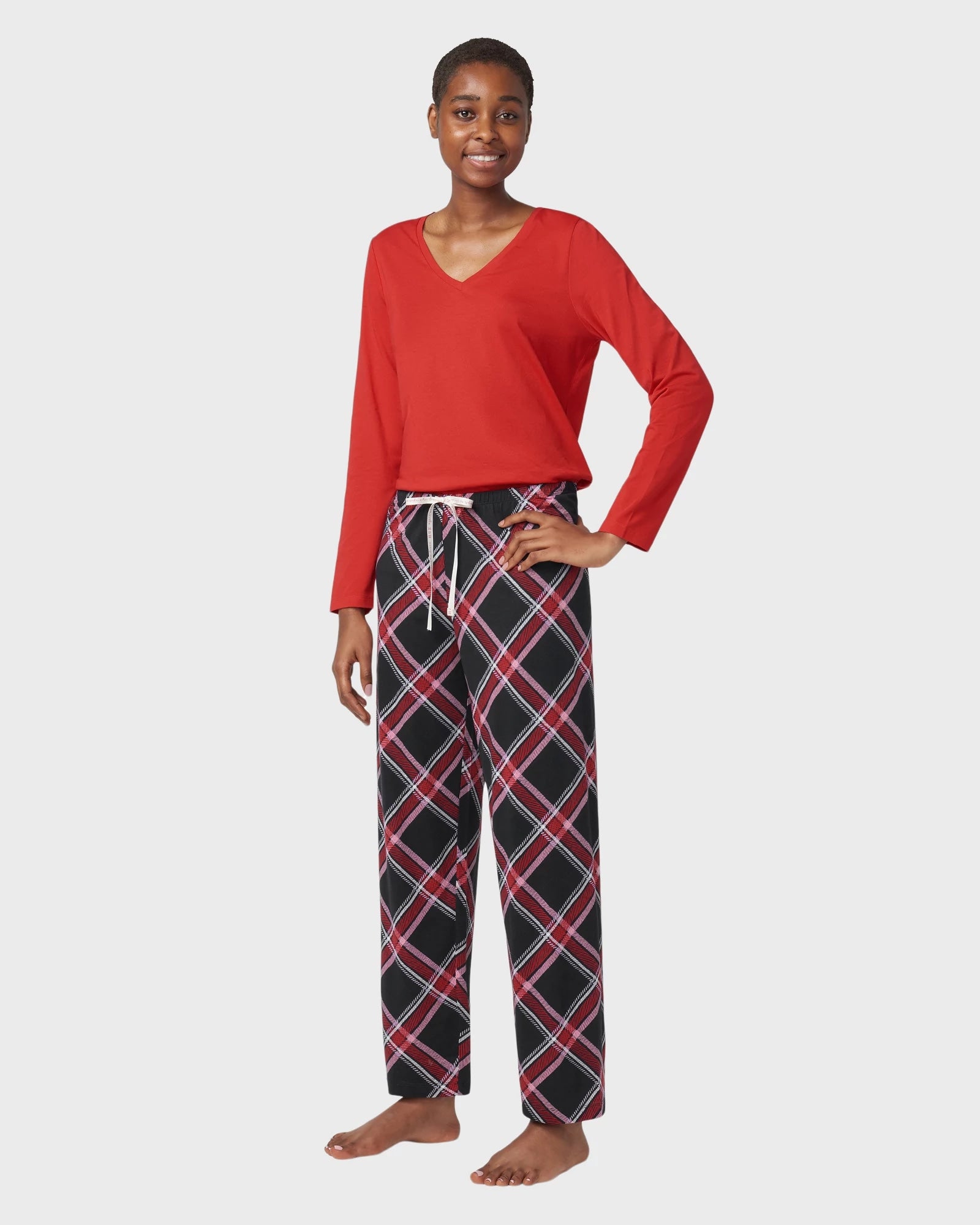 Black $|& HUE Perfect Plaid PJ Pant - Hanger Front