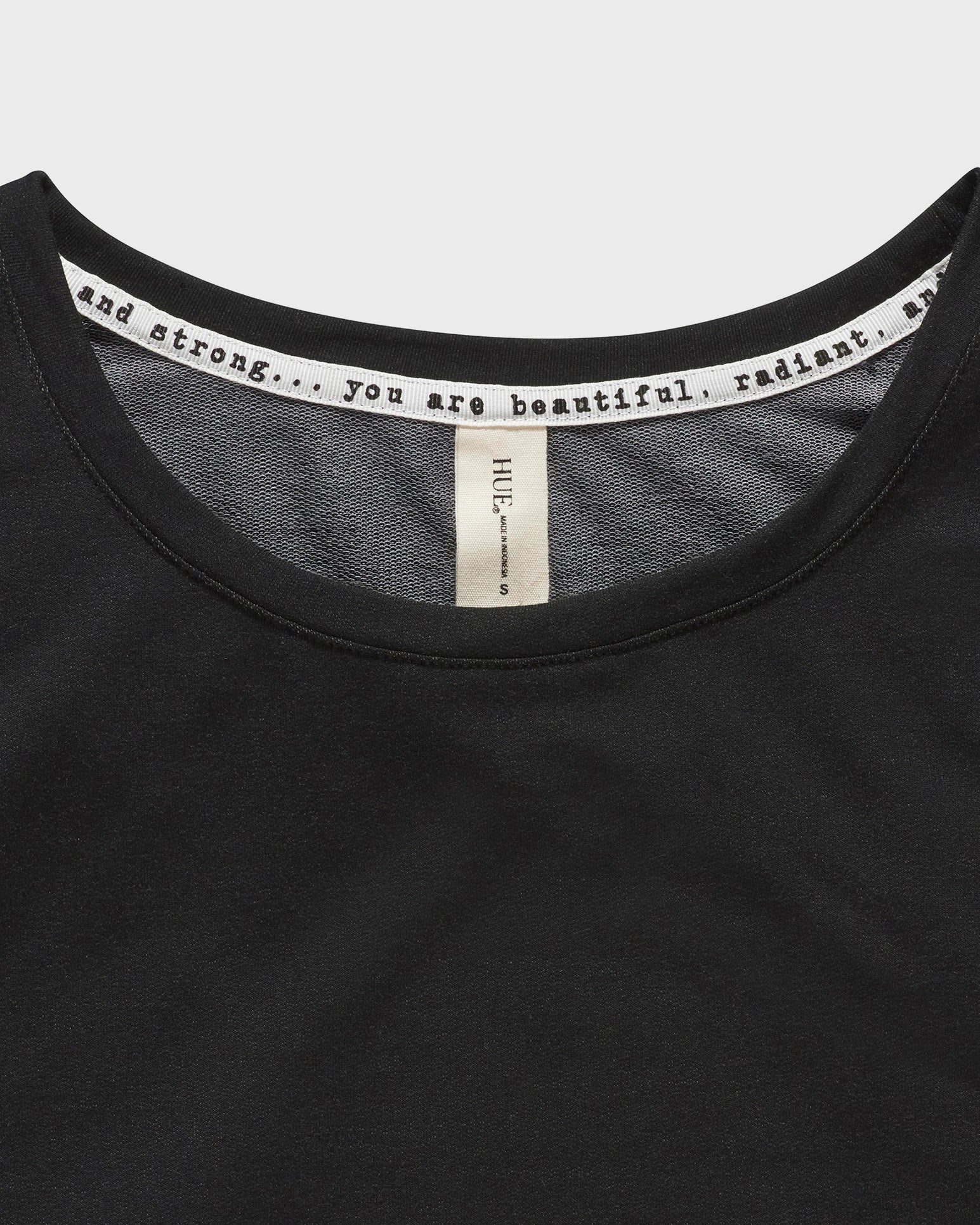 Black $|& HUE Solid Basics Long Sleeve Lounge Tee - Hanger Back