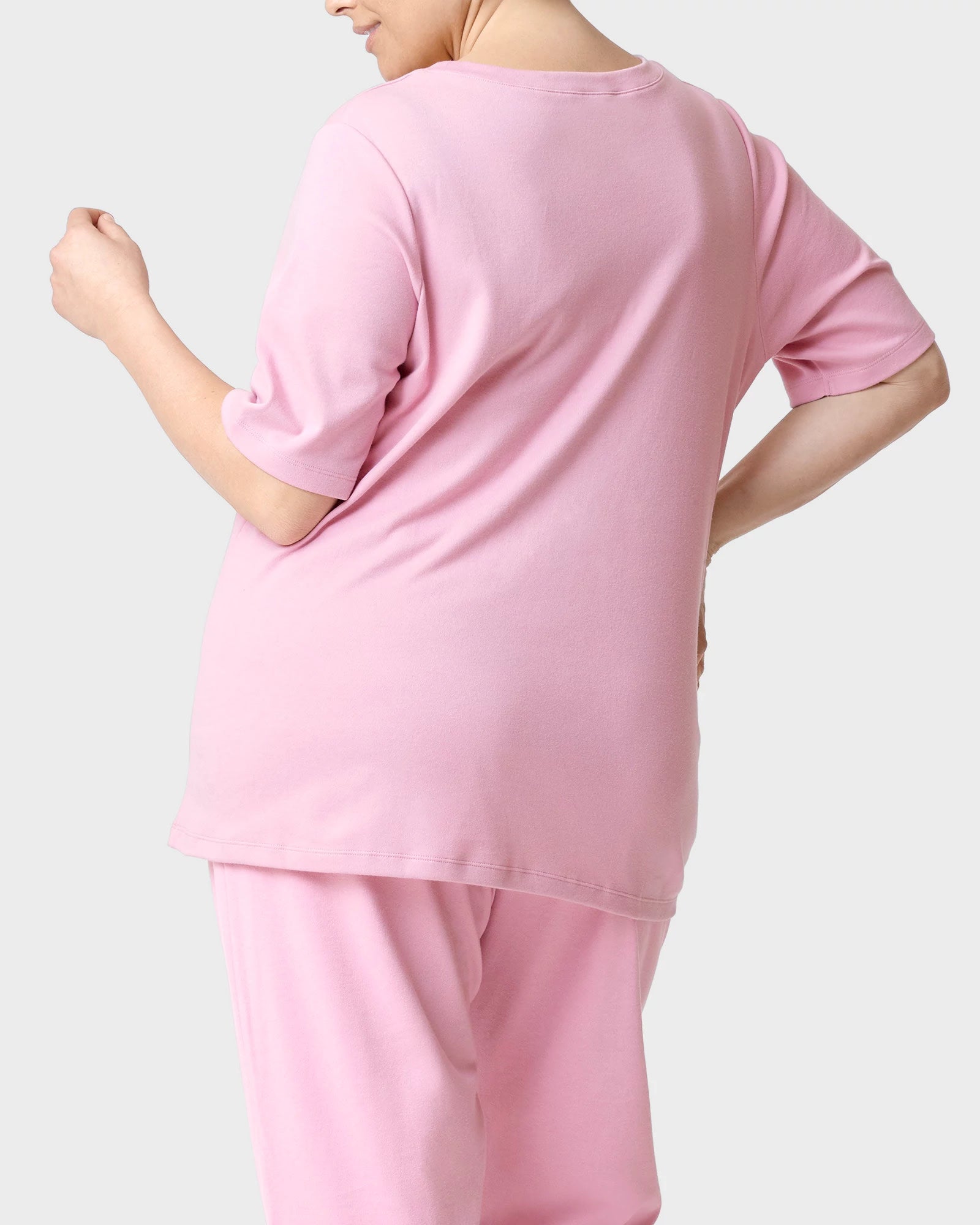 Zephyr $|& HUE Elbow Sleeve U-Neck Lounge Tee - Hanger Side
