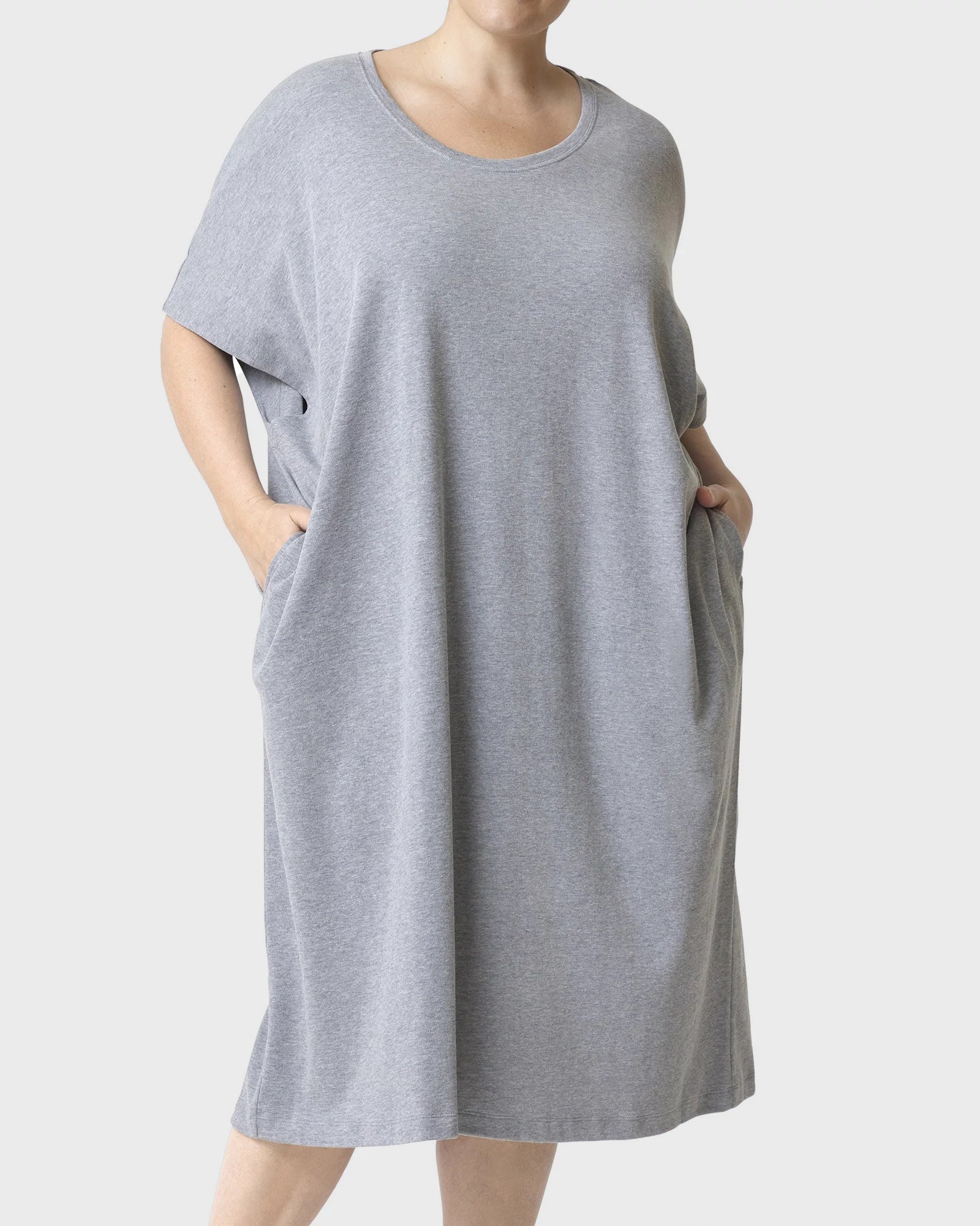 Medium Heather Grey $|& HUE Short Sleeve Lounge T-Shirt Daygown - VOF Detail