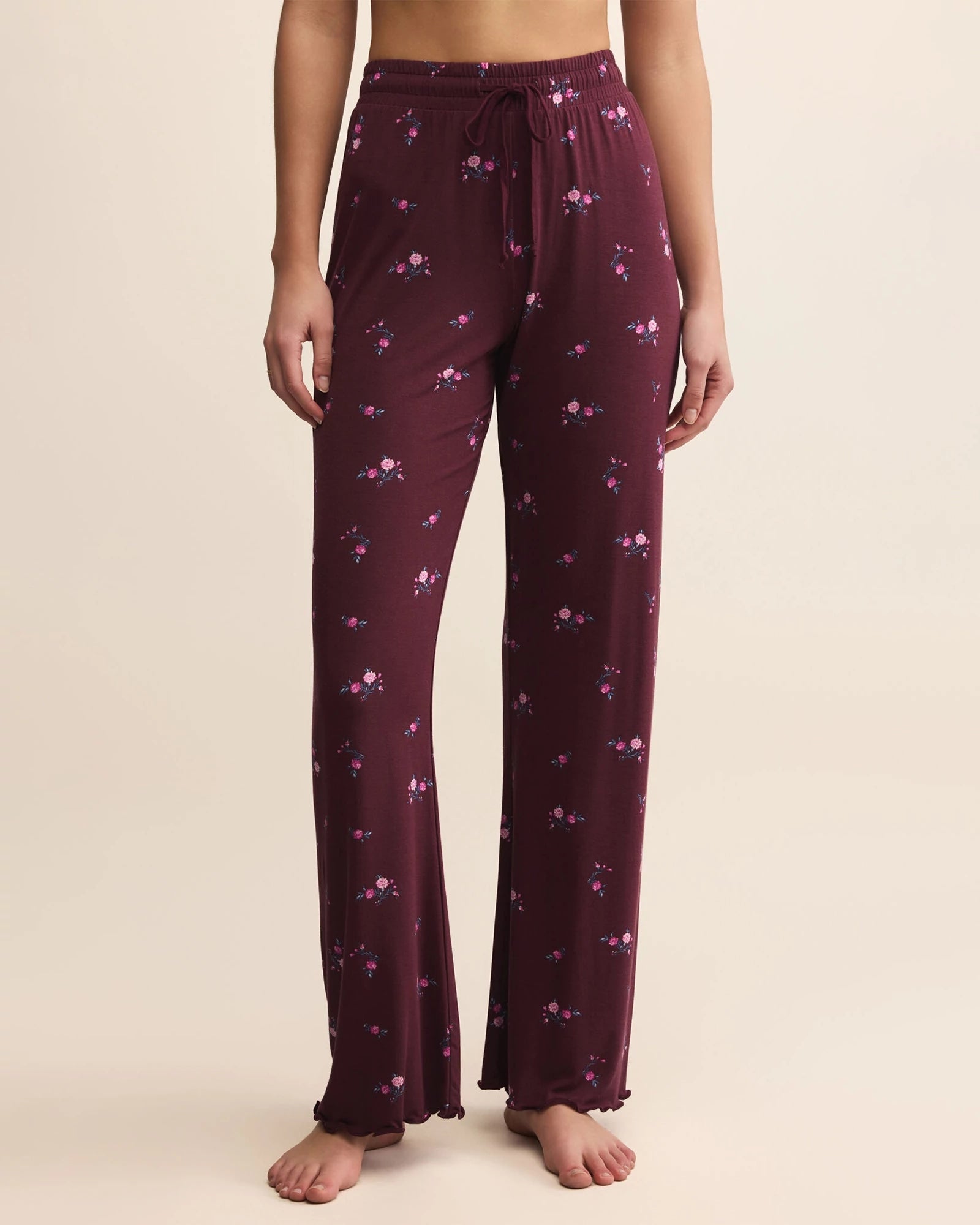 Merlot $|& Z Supply Lounge At Ease Ditsy Pant - VOF Detail