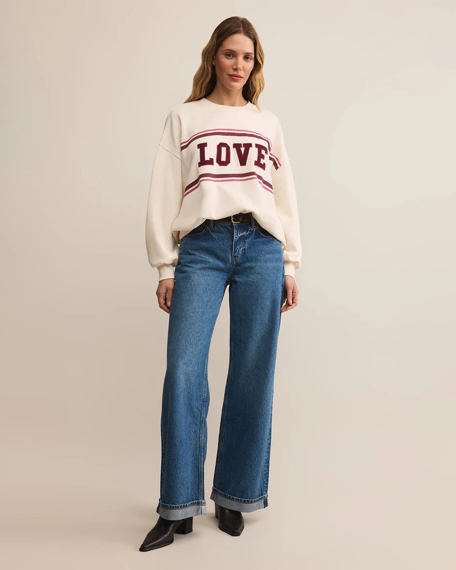 Vanilla Ice $|& Z Supply Lounge Oversized Love Sweatshirt - VOF Detail