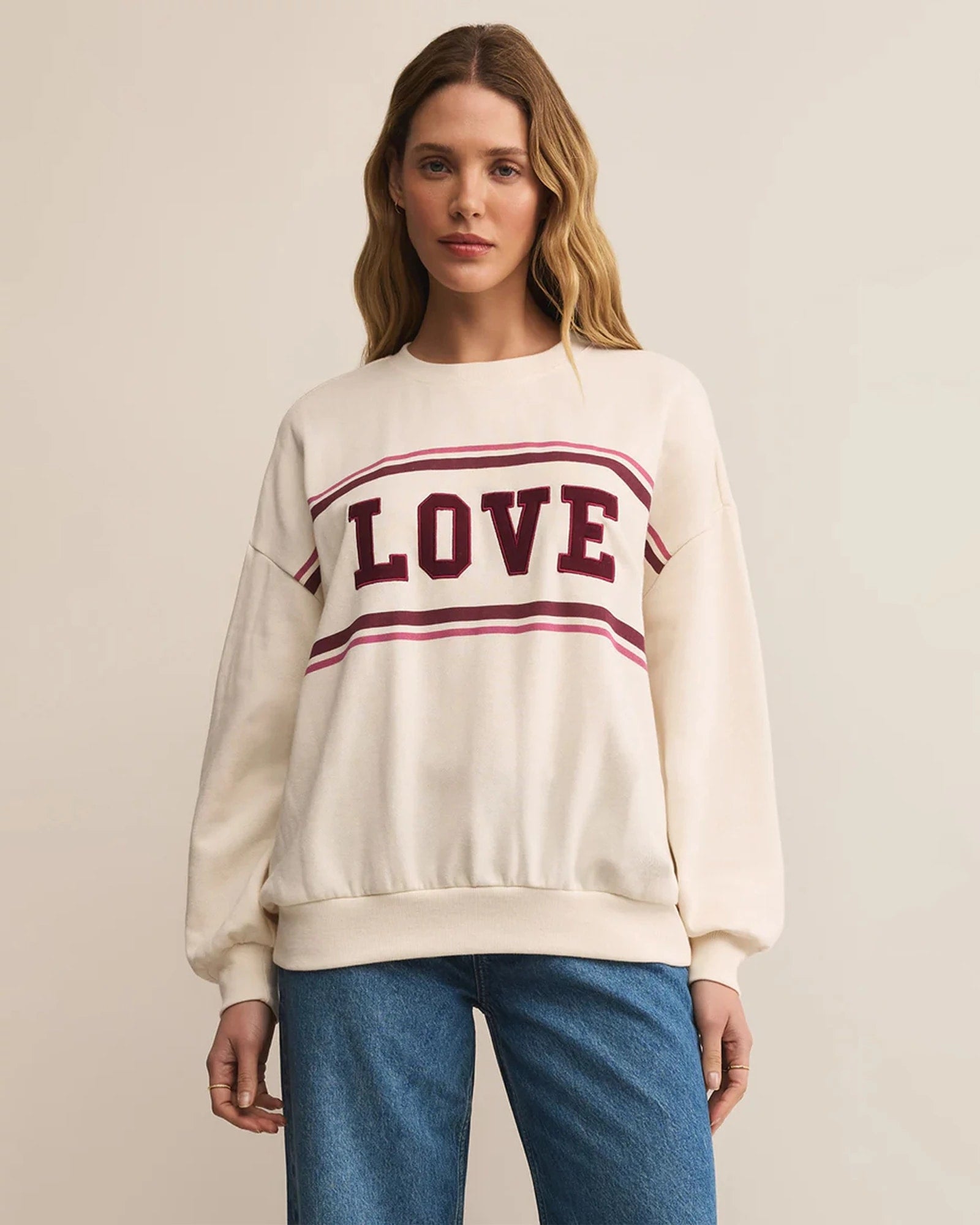 Vanilla Ice $|& Z Supply Lounge Oversized Love Sweatshirt - VOF Detail