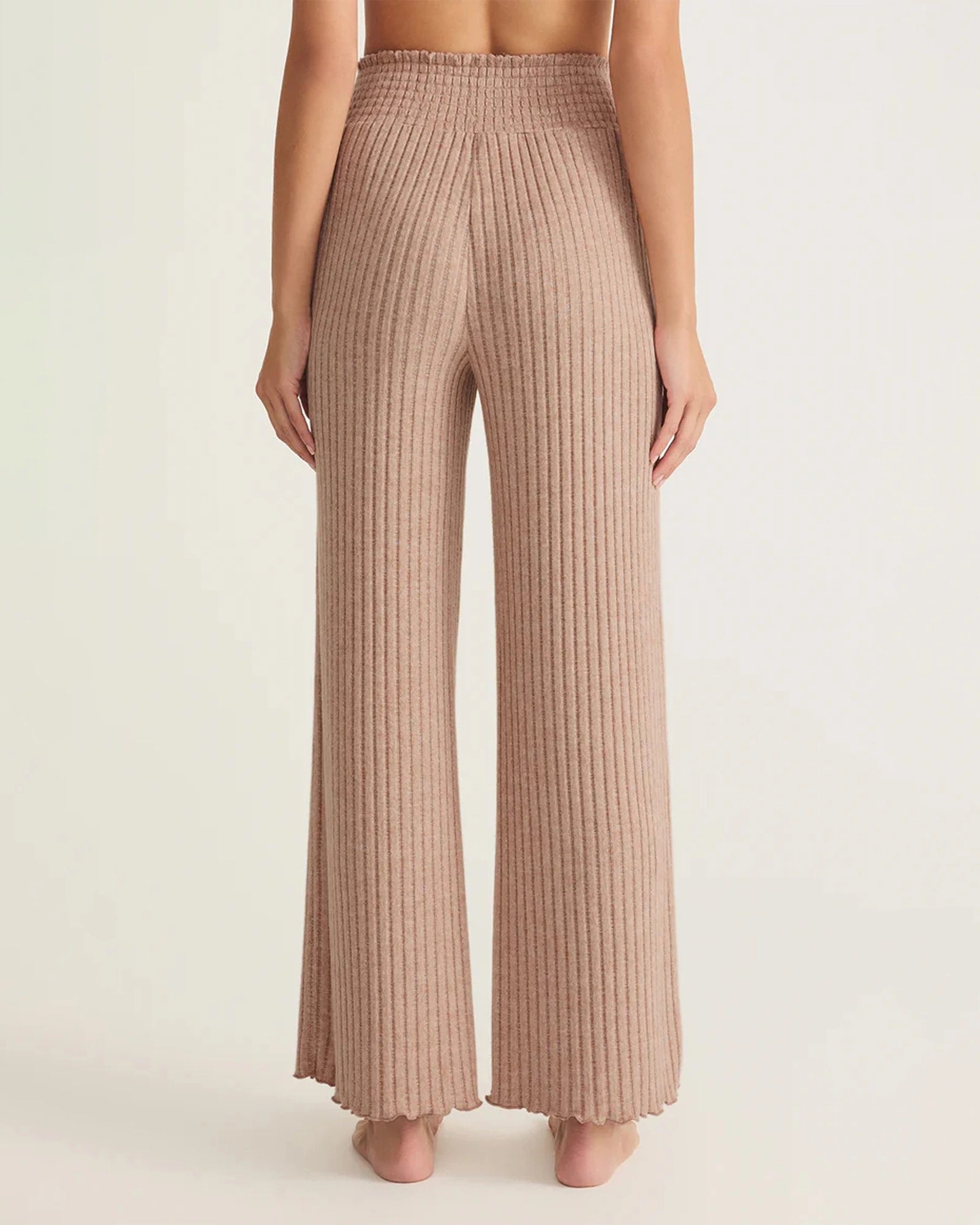 Iced Coffee $|& Z Supply Lounge Dawn Smocked Ribbed Pant - Hanger Side