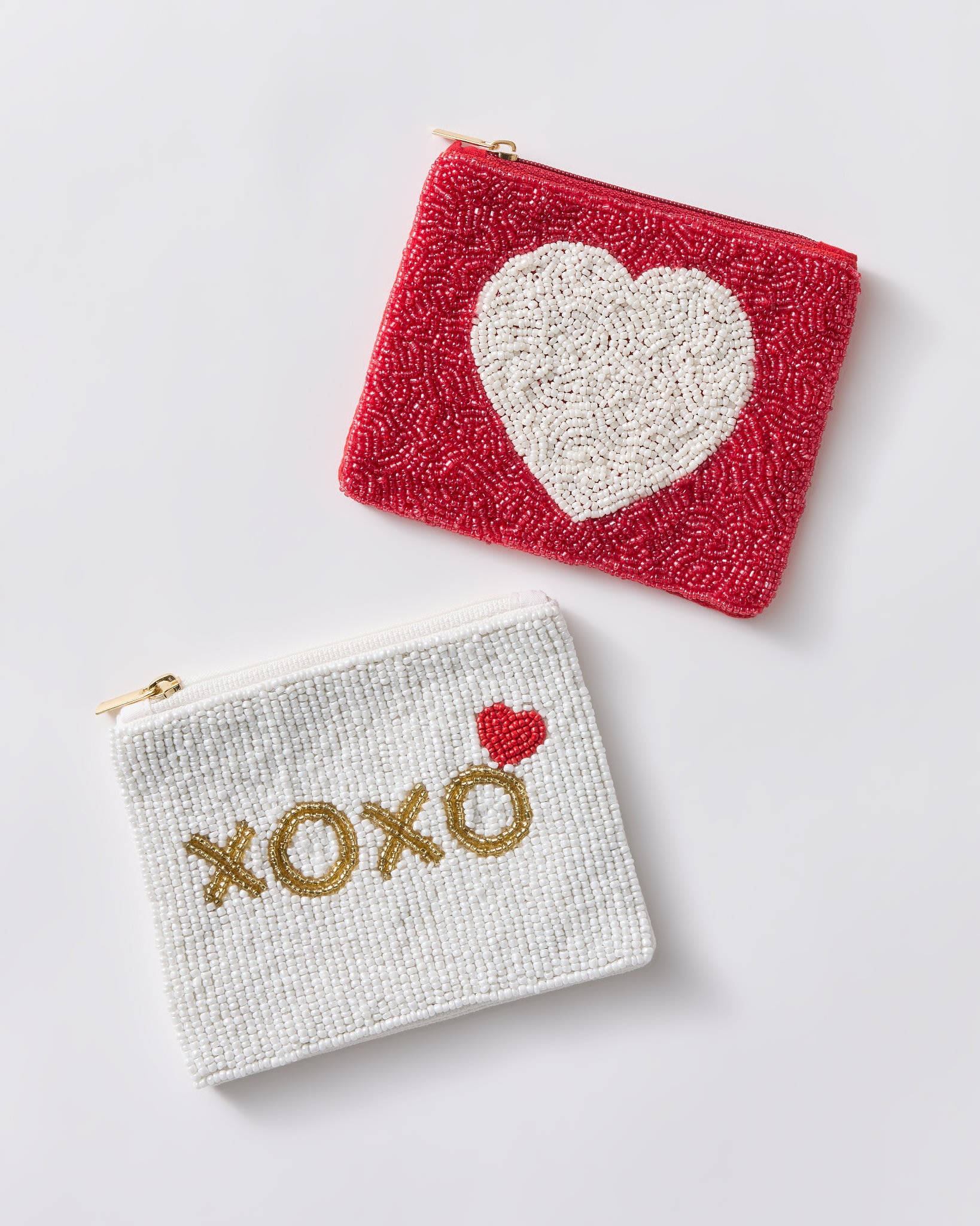 White/Red $|& Fame Accessories Beaded Coin Purse - Set of 2 - Hanger Detail
