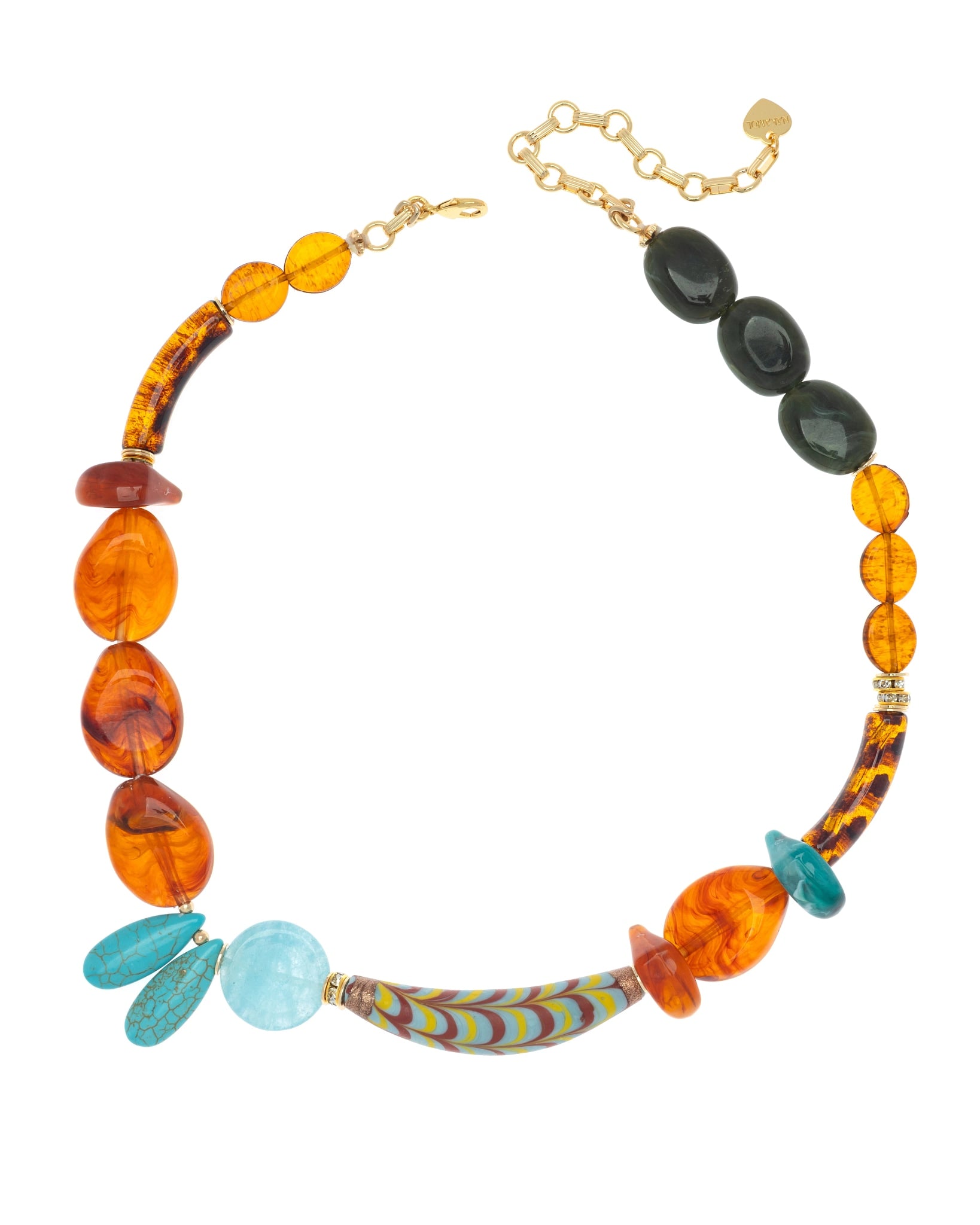 Turquoise Mix $|& Nakamol Gemstone and Resin Statement Collar Necklace - VOF Detail