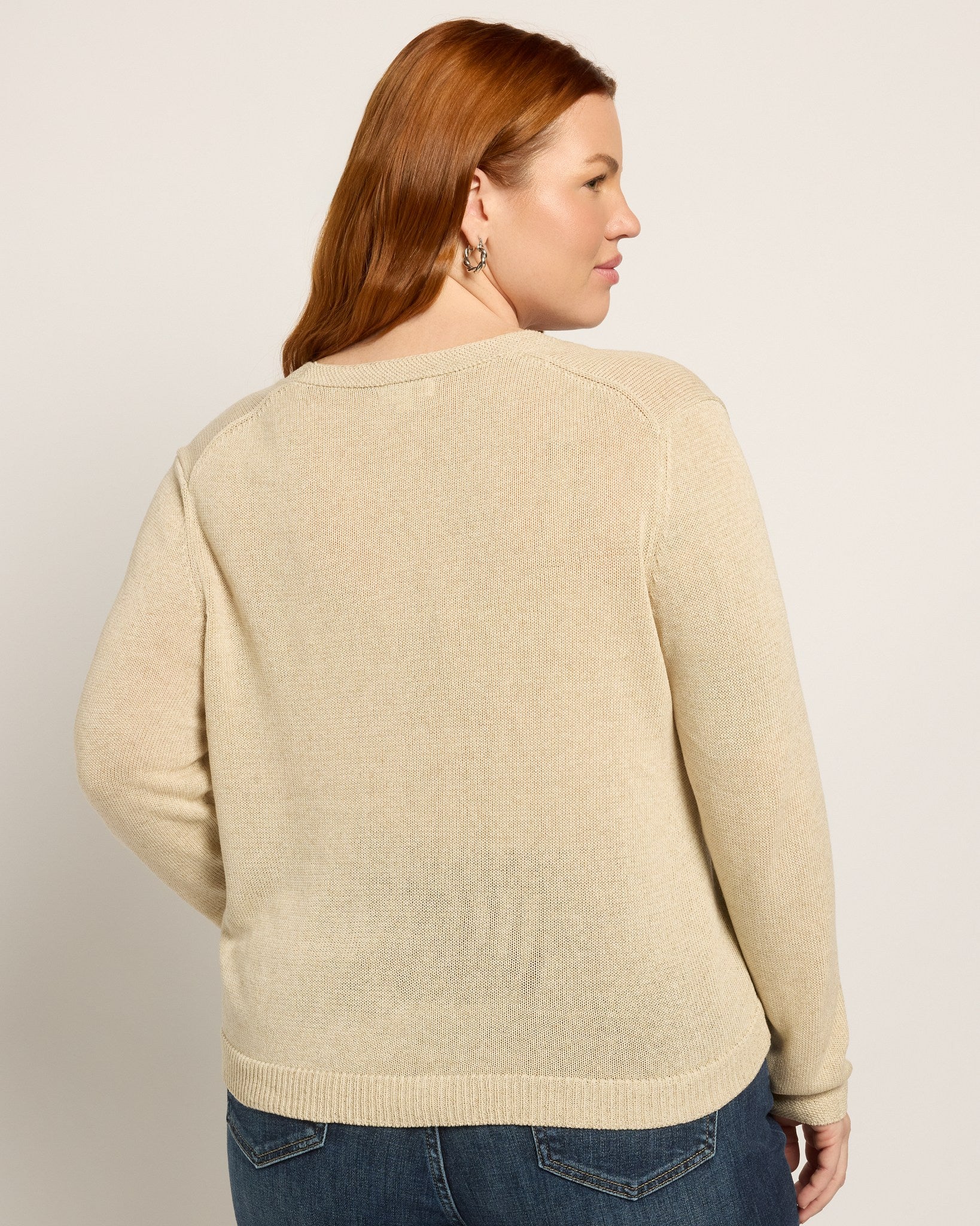 Oyster $|& Max Studio Linen Blend Sweater - SOF Back