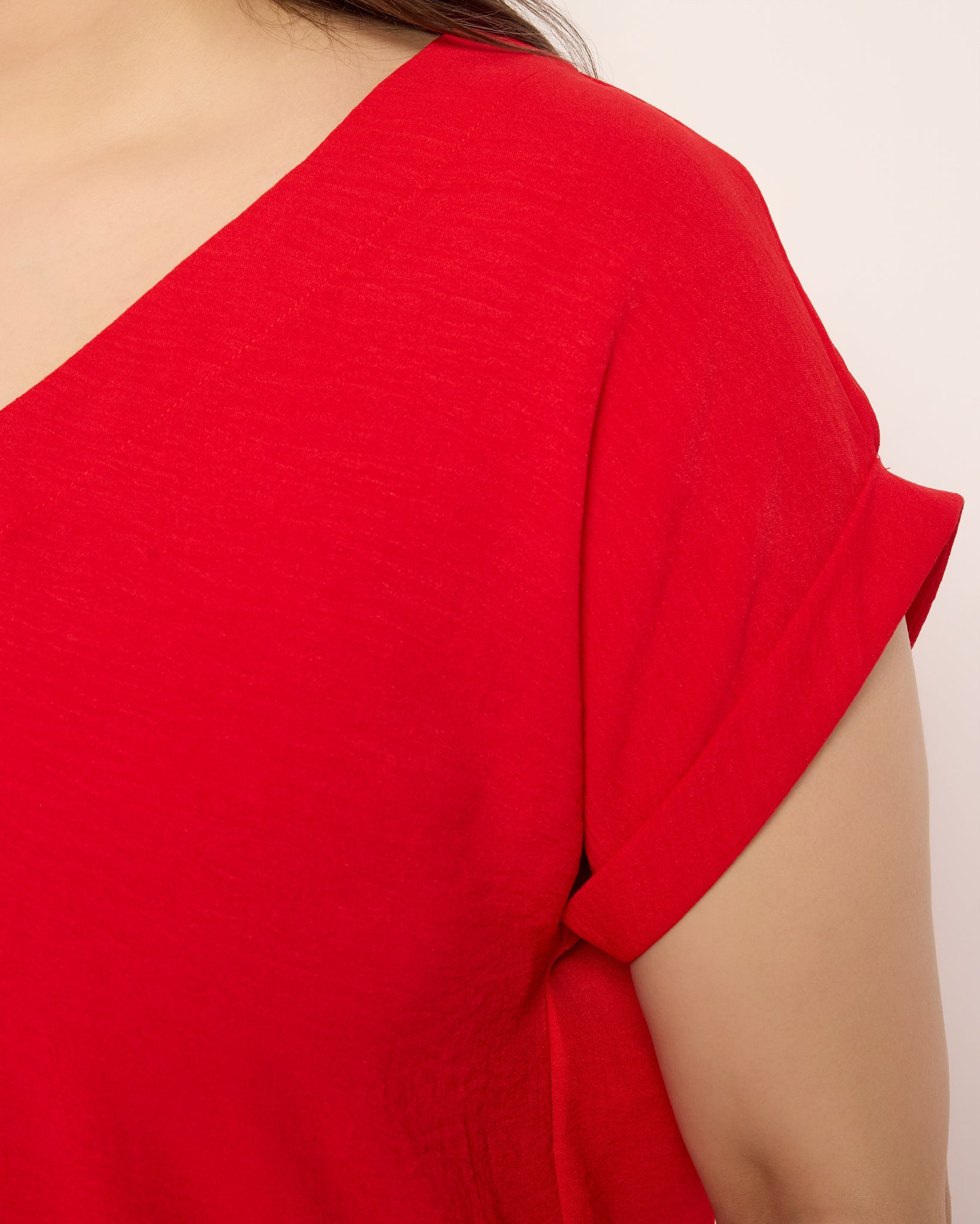 Red $|& Bobeau Relaxed V-Neck Top - SOF Full Front