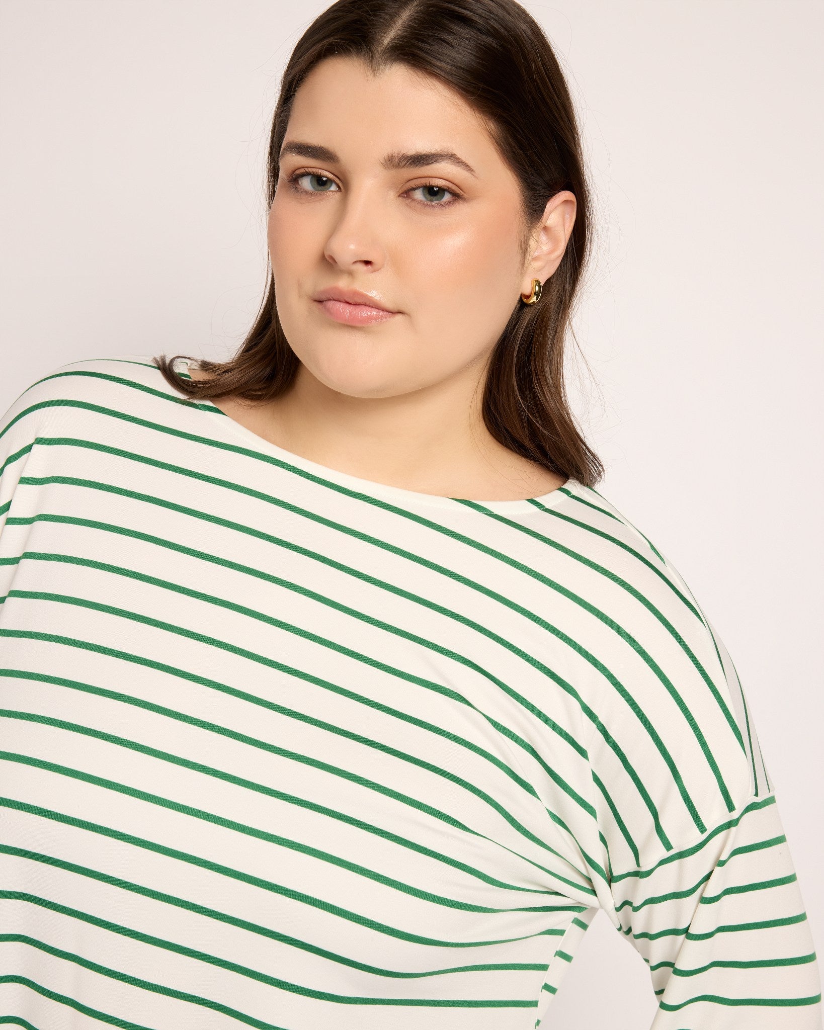 Ivory/Amazon Green $|& Bobeau French Bateau Butter Top - SOF Full Front