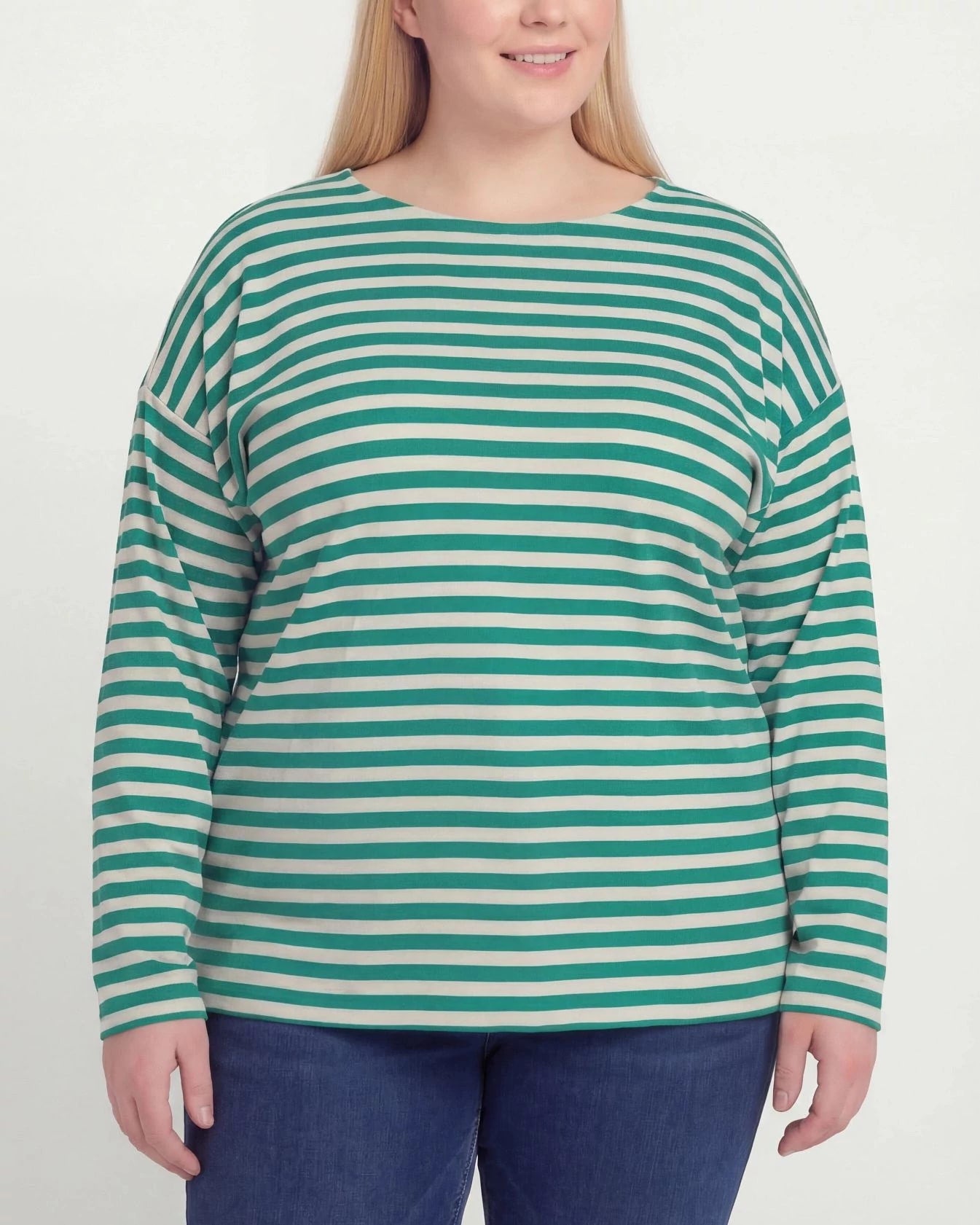 Ivory/Amazon Green $|& Bobeau French Bateau Butter Top - VOF Detail